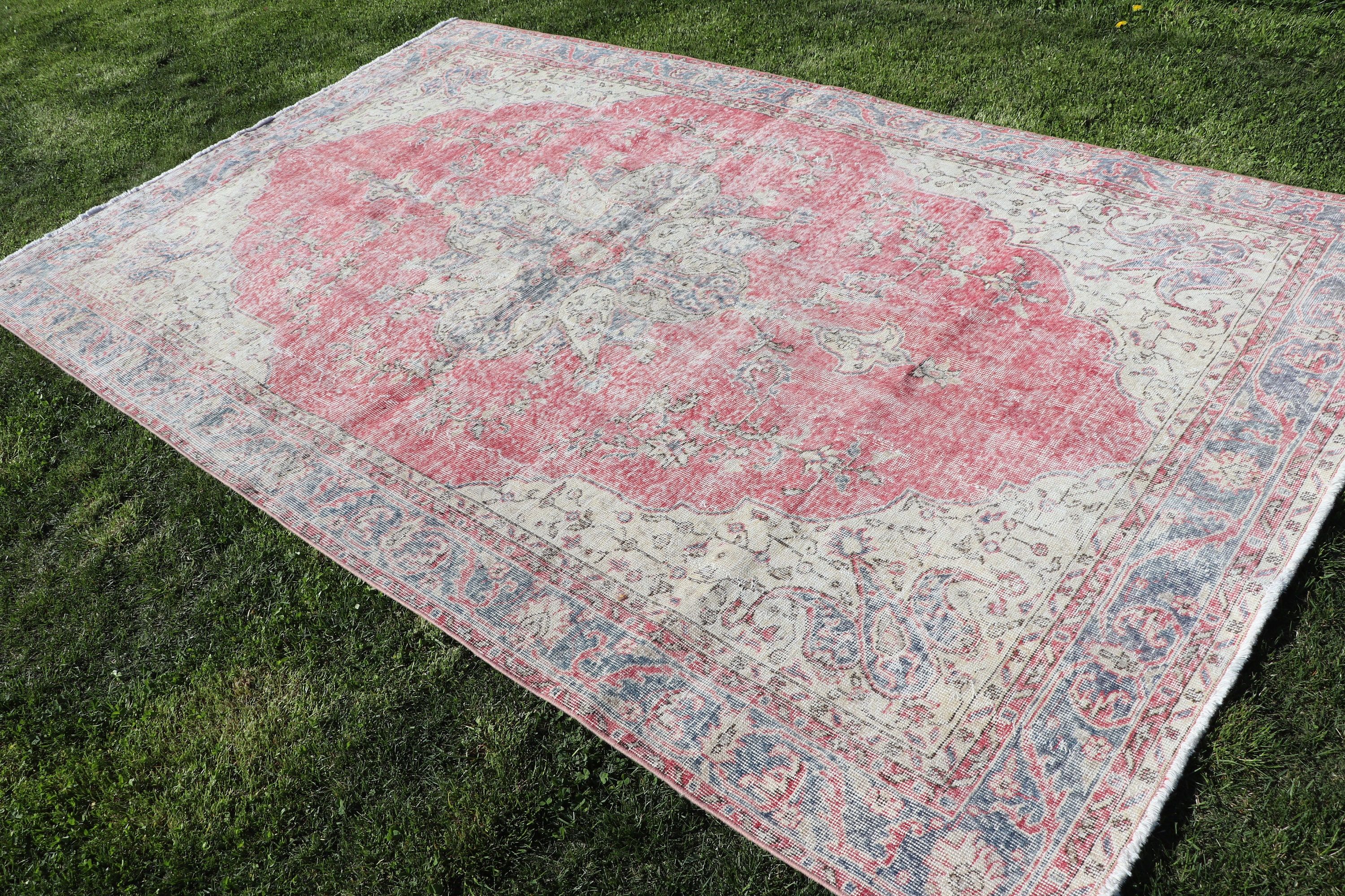 Red Moroccan Rug, Bedroom Rugs, Living Room Rugs, Turkish Rugs, Vintage Rugs, Office Rugs, Luxury Rug, 6.1x10.3 ft Large Rugs