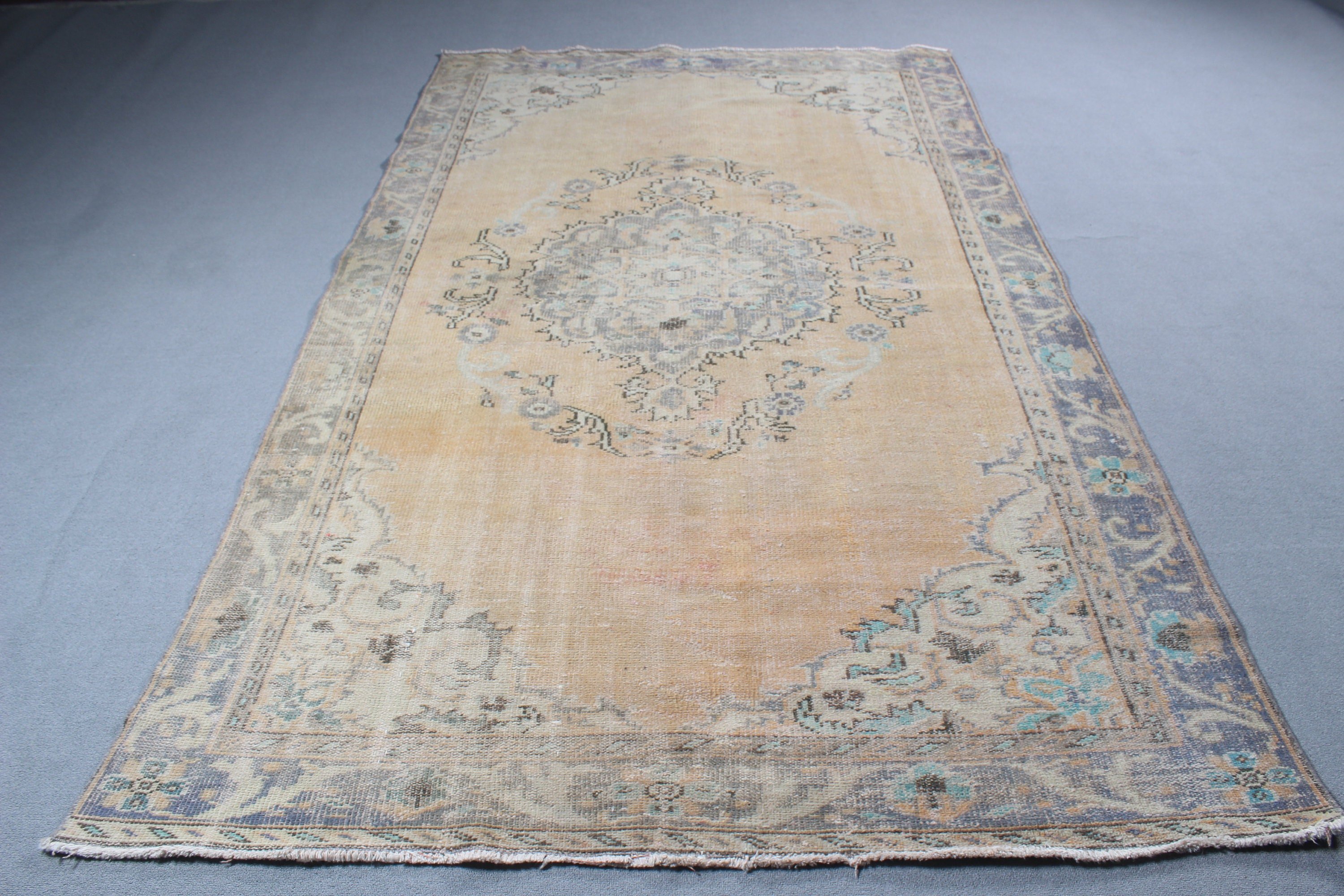 Lüks Halı, 5,5x9,3 ft Büyük Halılar, Organik Halı, Turuncu Geometrik Halılar, Türk Halıları, Yatak Odası Halısı, Büyük Boho Halısı, Nötr Halı, Vintage Halılar