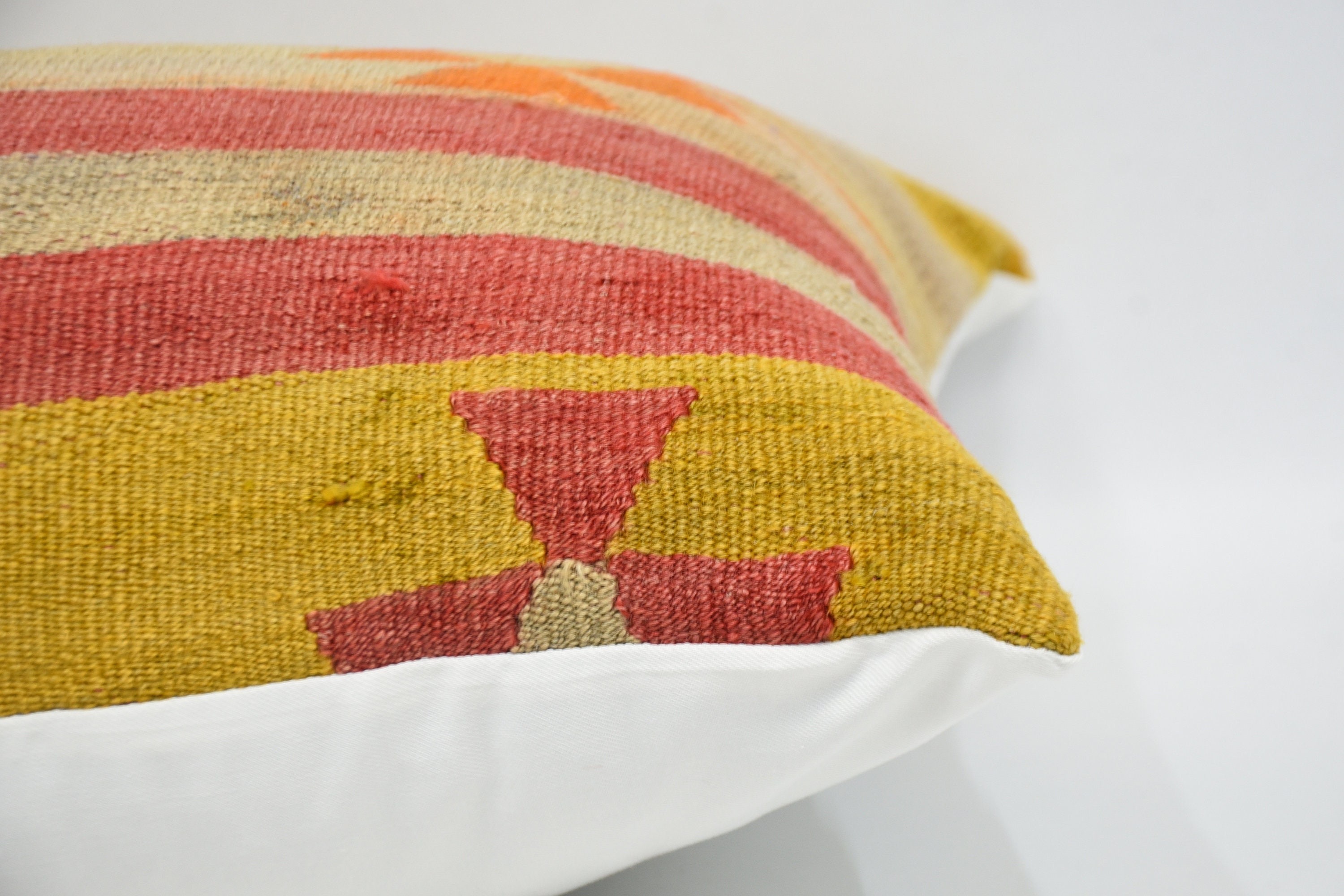 Aztec Pillow Cover, Pillow for Couch, 24"x24" Yellow Pillow Sham, Nomadic Cushion Case, Throw Kilim Pillow, Ethnical Kilim Rug Pillow