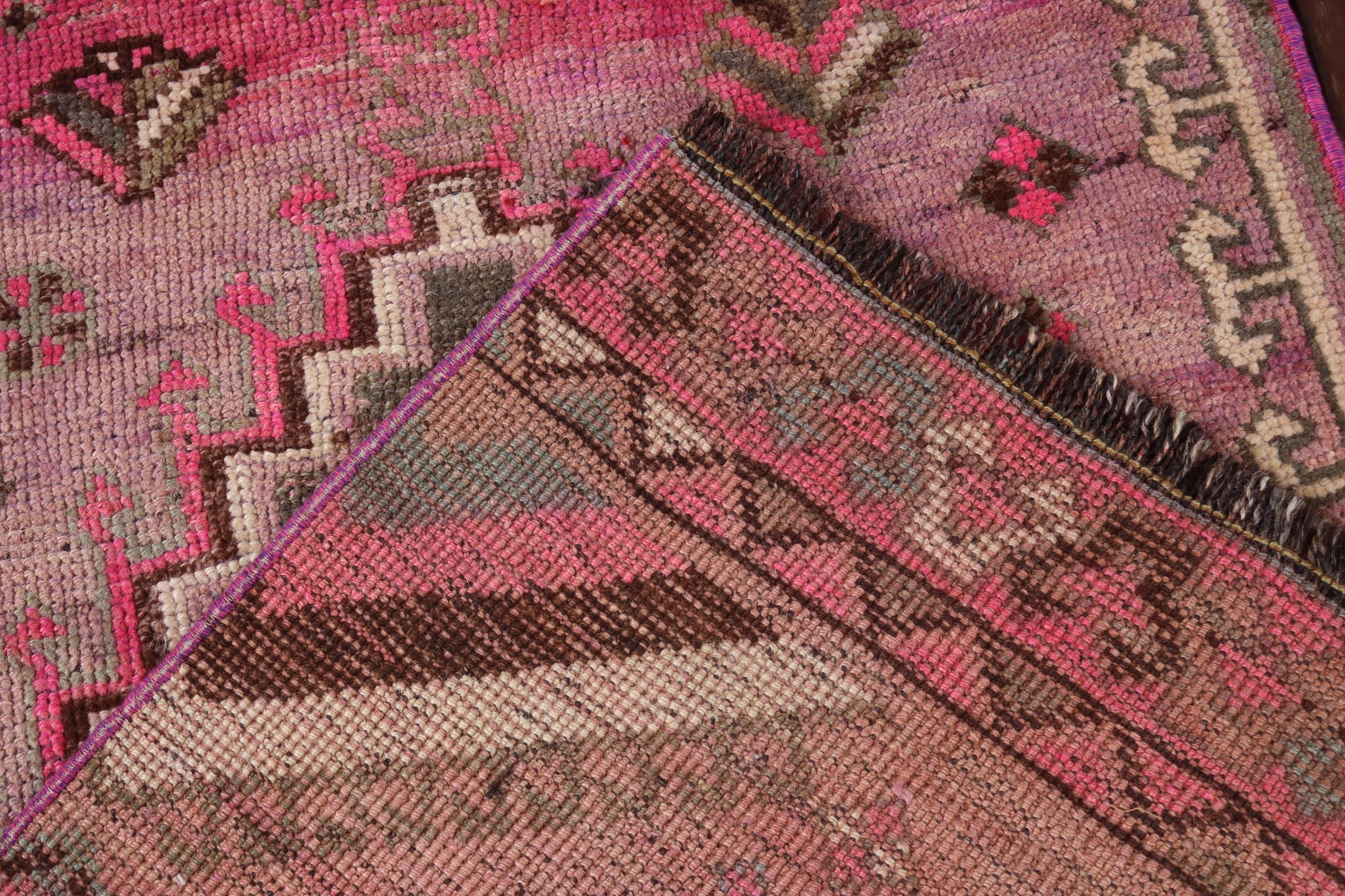 Turkish Rug, Pink Flatweave Rug, Vintage Rug, 2.5x8.7 ft Runner Rugs, Rug Runner Vintage Rugs, Corridor Rugs, Geometric Rug, Floor Rugs