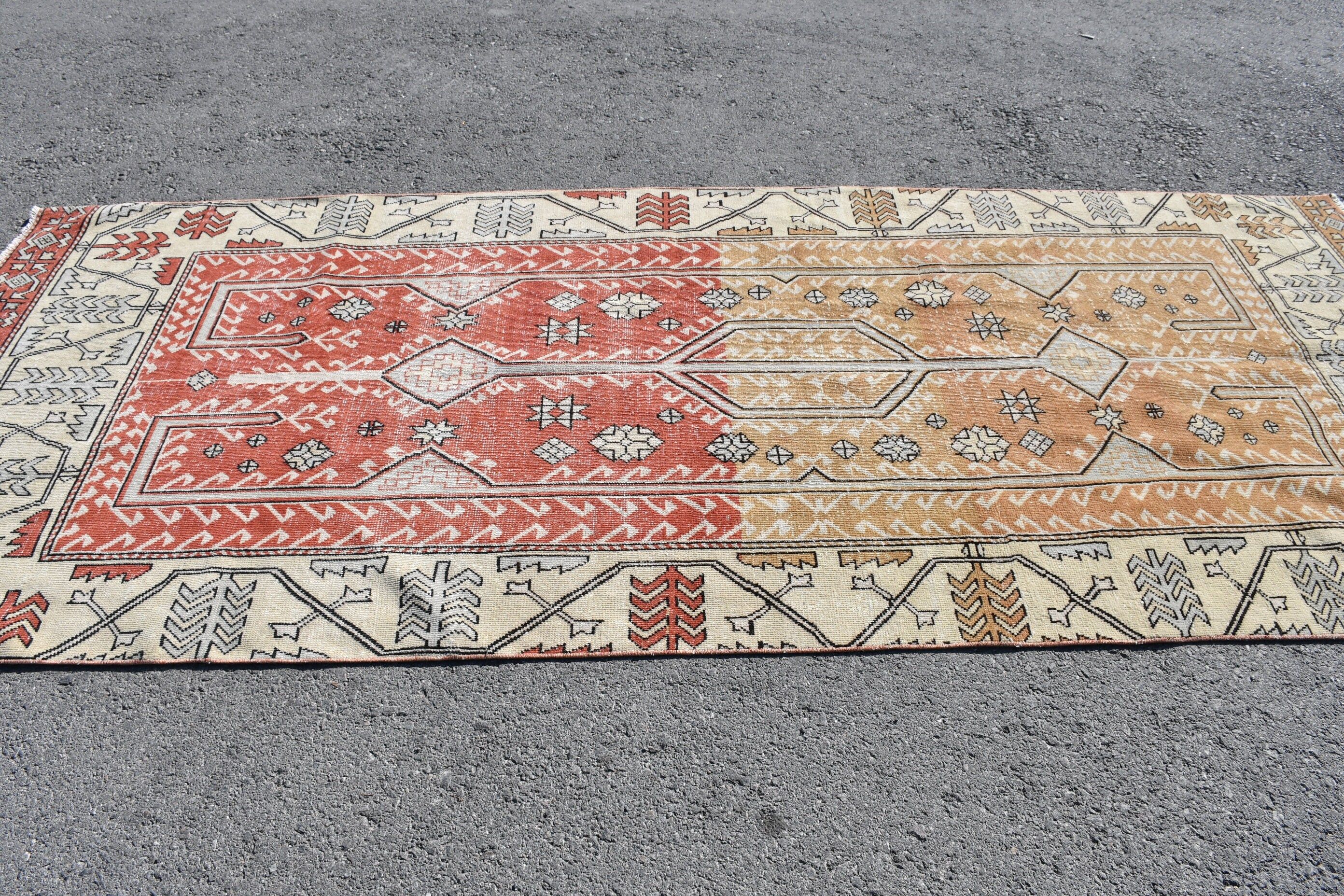 Living Room Rugs, Rugs for Dining Room, Kitchen Rug, 4.1x10.1 ft Large Rug, Vintage Rug, Turkish Rugs, Oushak Rug, Bedroom Rug, Natural Rug