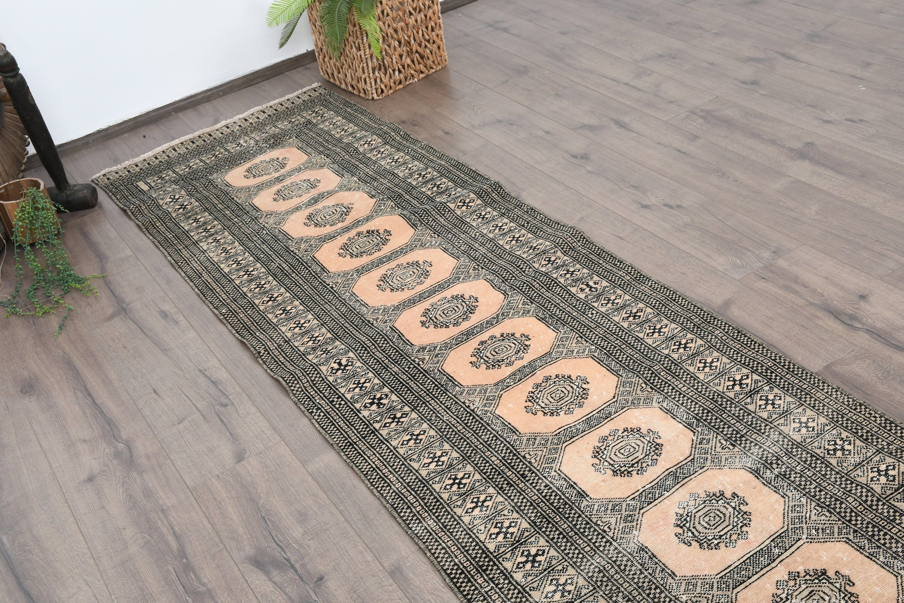 Black Antique Rug, Turkish Rugs, Cool Rug, Stair Rugs, Vintage Rugs, Rugs for Kitchen, 2.6x8.6 ft Runner Rugs, Vintage Decor Rug, Wool Rug