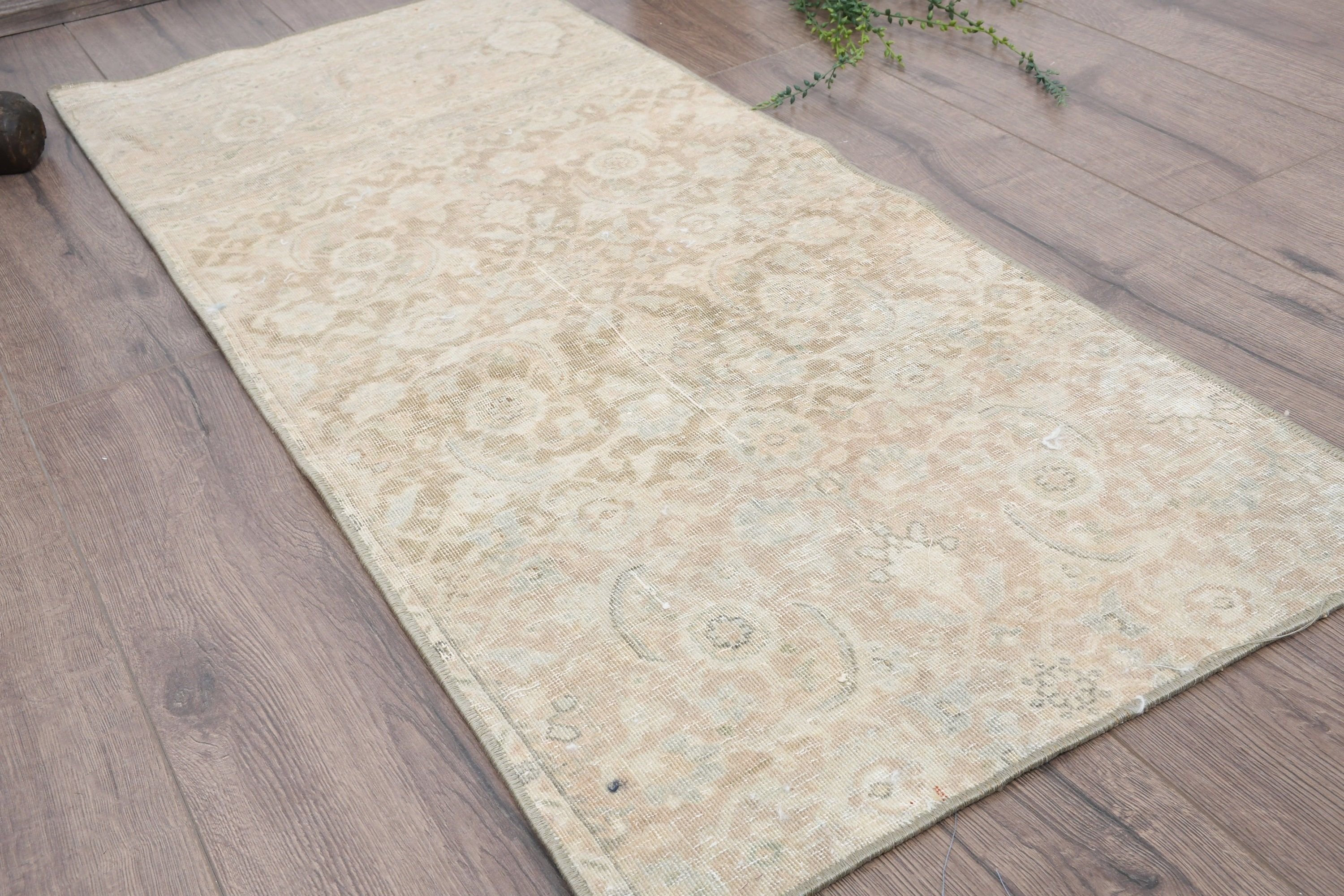 Beige Wool Rug, Rugs for Car Mat, Wall Hanging Rug, Kitchen Rugs, Bath Rug, Vintage Rug, Turkish Rug, 1.6x3.8 ft Small Rug