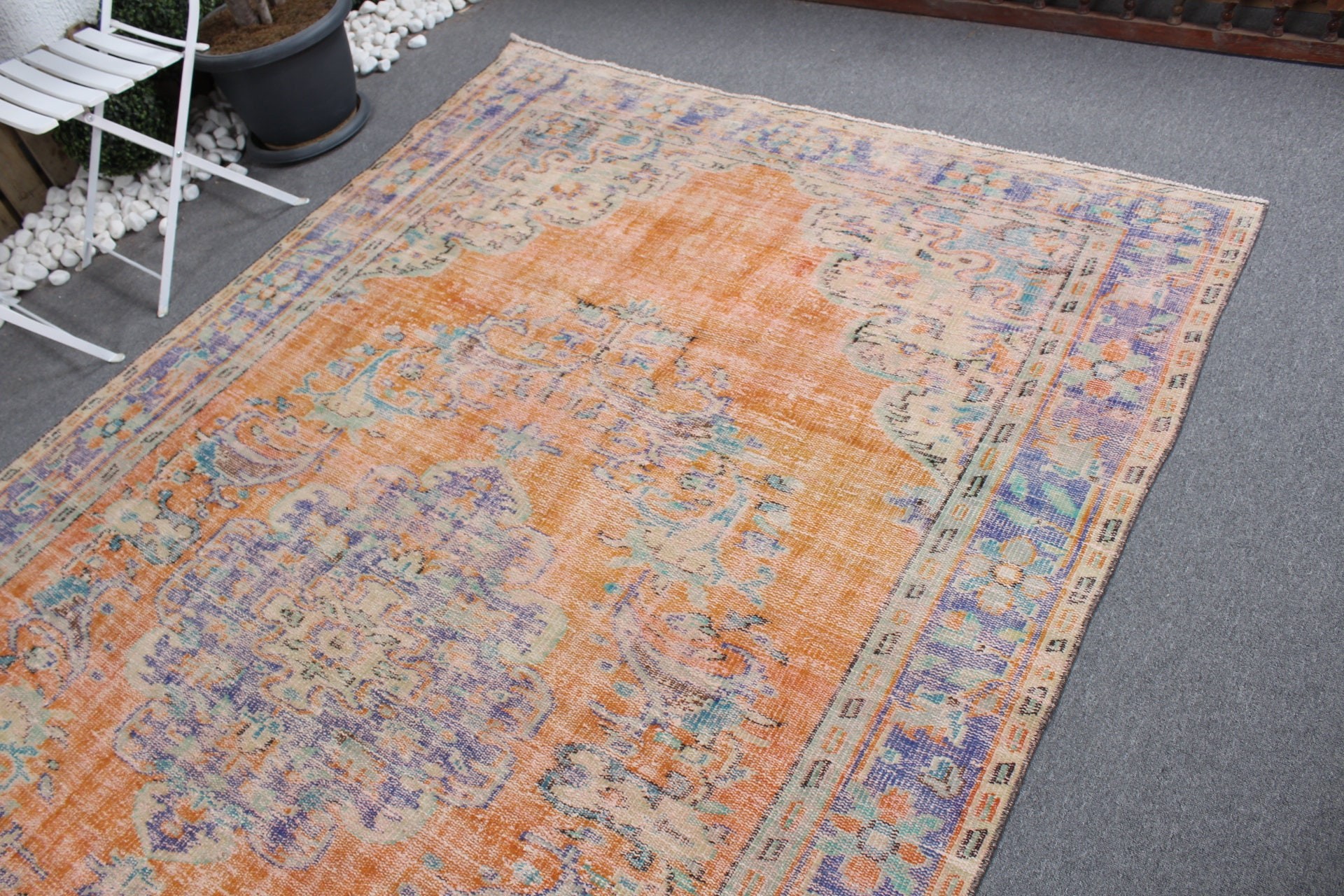 Oriental Rugs, Orange Antique Rug, Turkish Rug, Bedroom Rugs, Living Room Rug, Anatolian Rug, Vintage Rugs, Pastel Rugs, 6x9.8 ft Large Rug