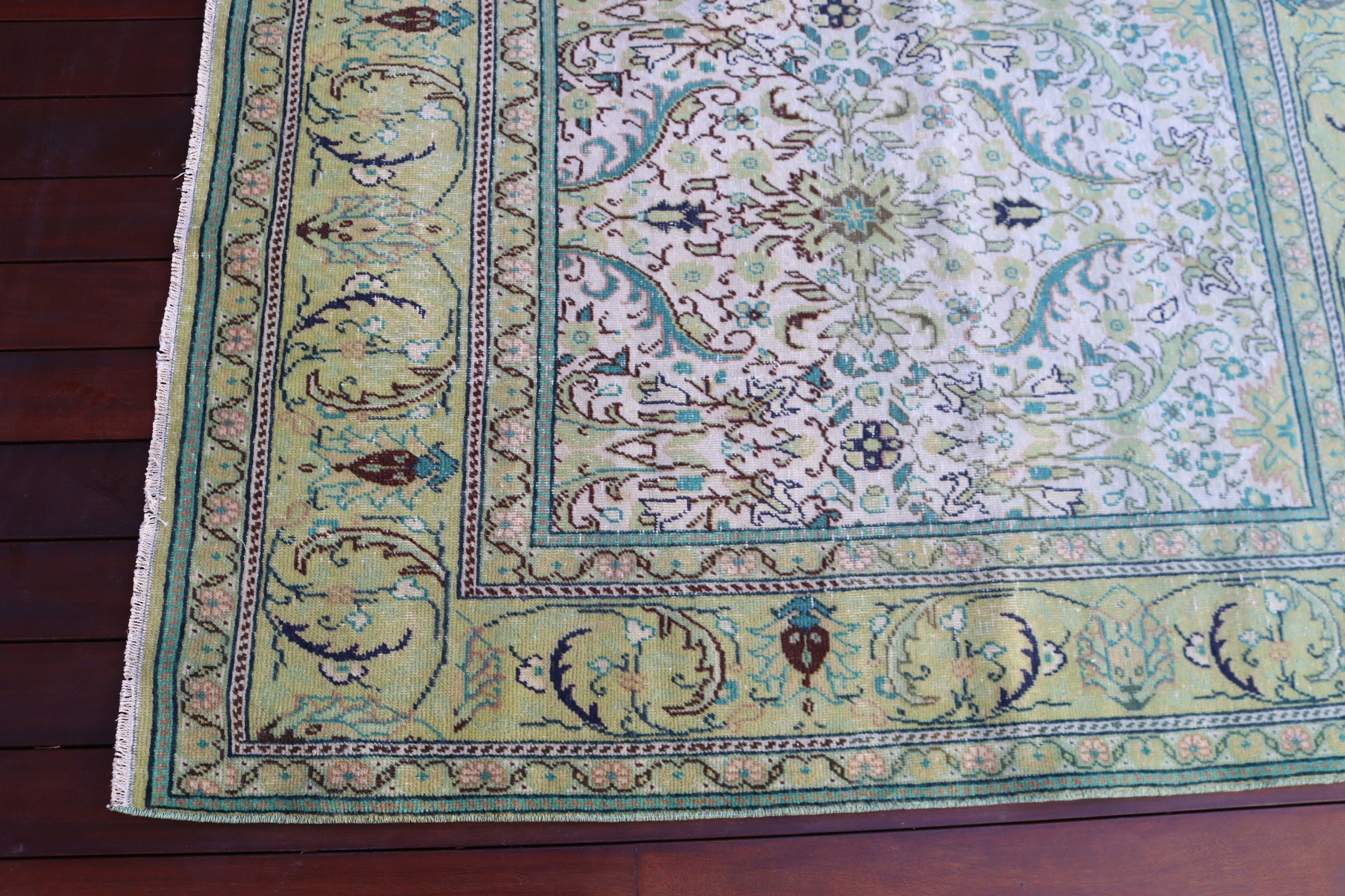 Türk Halıları, 3,8x4,7 ft Aksan Halıları, Boho Vurgu Halısı, Vintage Halı, Yatak Odası Halıları, Aztek Halısı, Fas Halısı, Yeşil El Dokuma Halısı, Mutfak Halısı