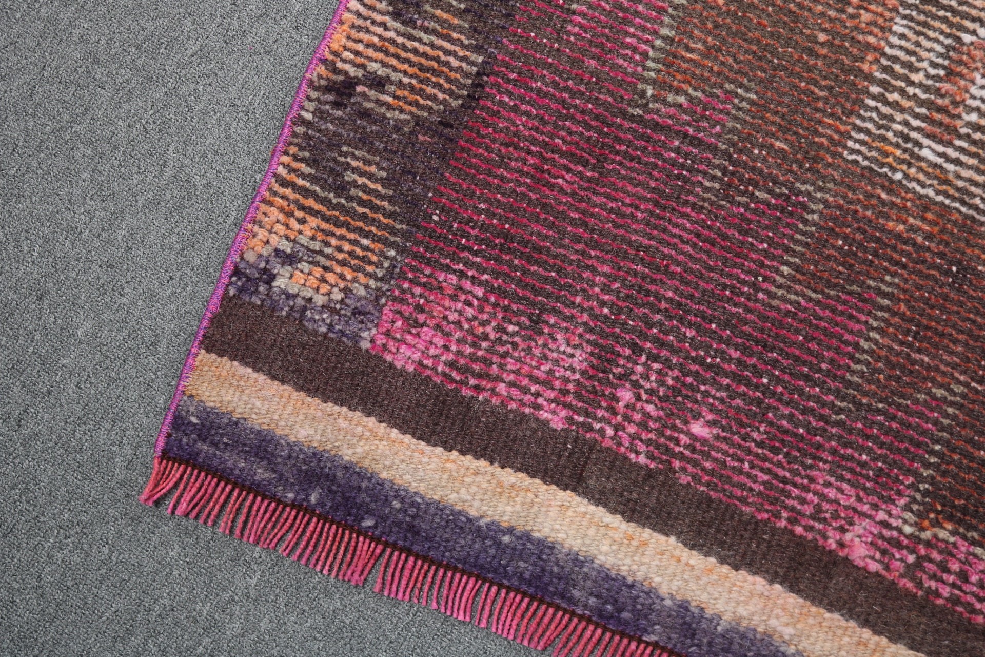 3.2x11.8 ft Runner Halı, Koridor Halıları, Vintage Halılar, Açıklama Halıları, Türk Halıları, Antika Halı, Pembe Yün Halı, Boho Halı, Uzun Yolluk Halıları