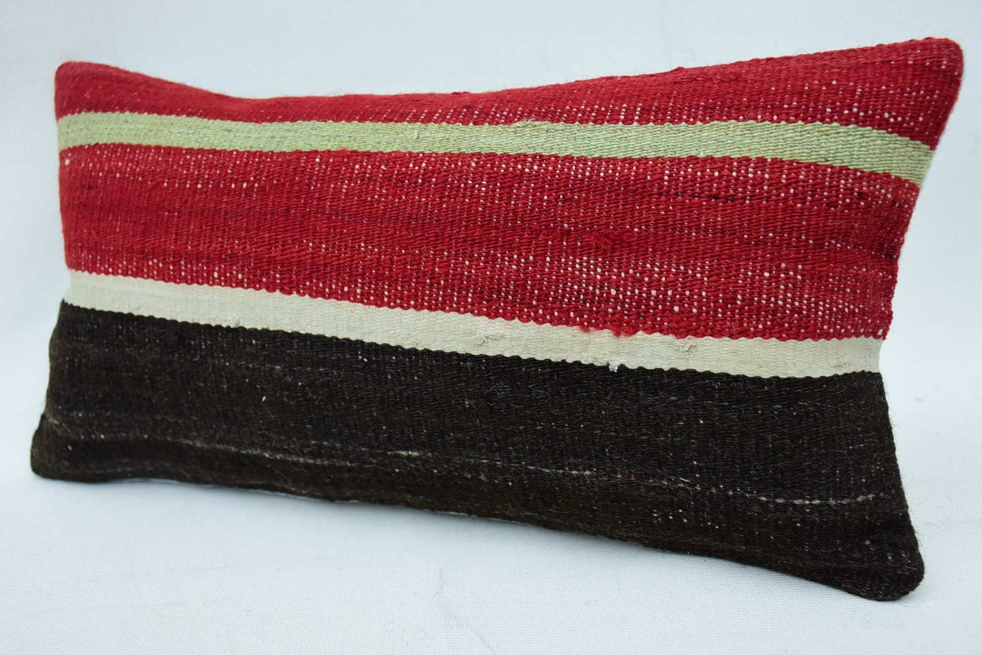 Türk Yastığı, Tığ Desenli Yastık, Yatak Minderi, Vintage Kilim Yastık, 8"x16" Kırmızı Kırlent Kılıfı, El Yapımı Kilim Minder