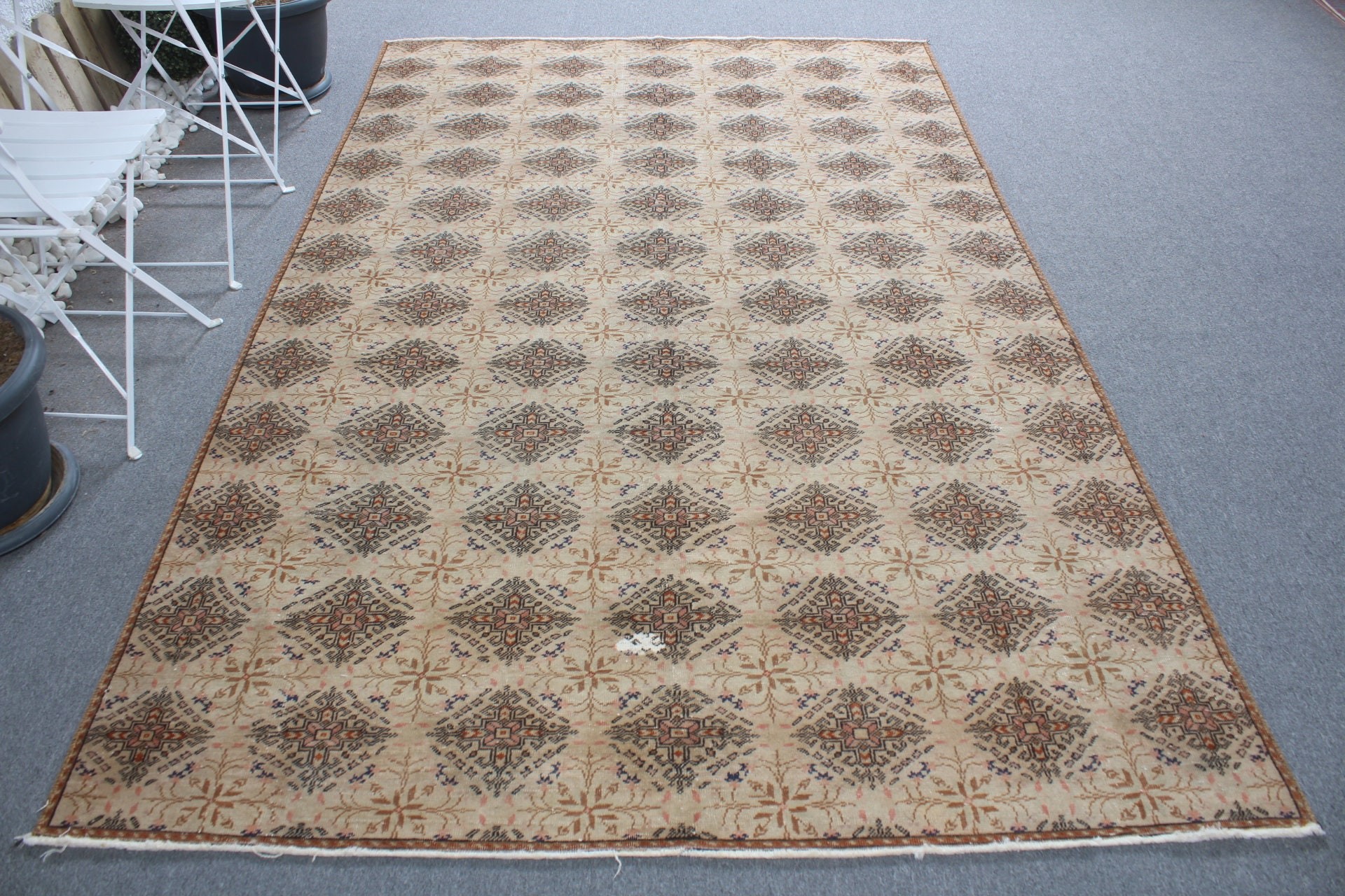 Kahverengi Anadolu Halısı, Türk Halısı, Vintage Halı, 5.6x9.1 ft Büyük Halı, Yemek Odası Halısı, Oturma Odası Halıları, Yer Halısı, Soğuk Halı, Salon Halısı