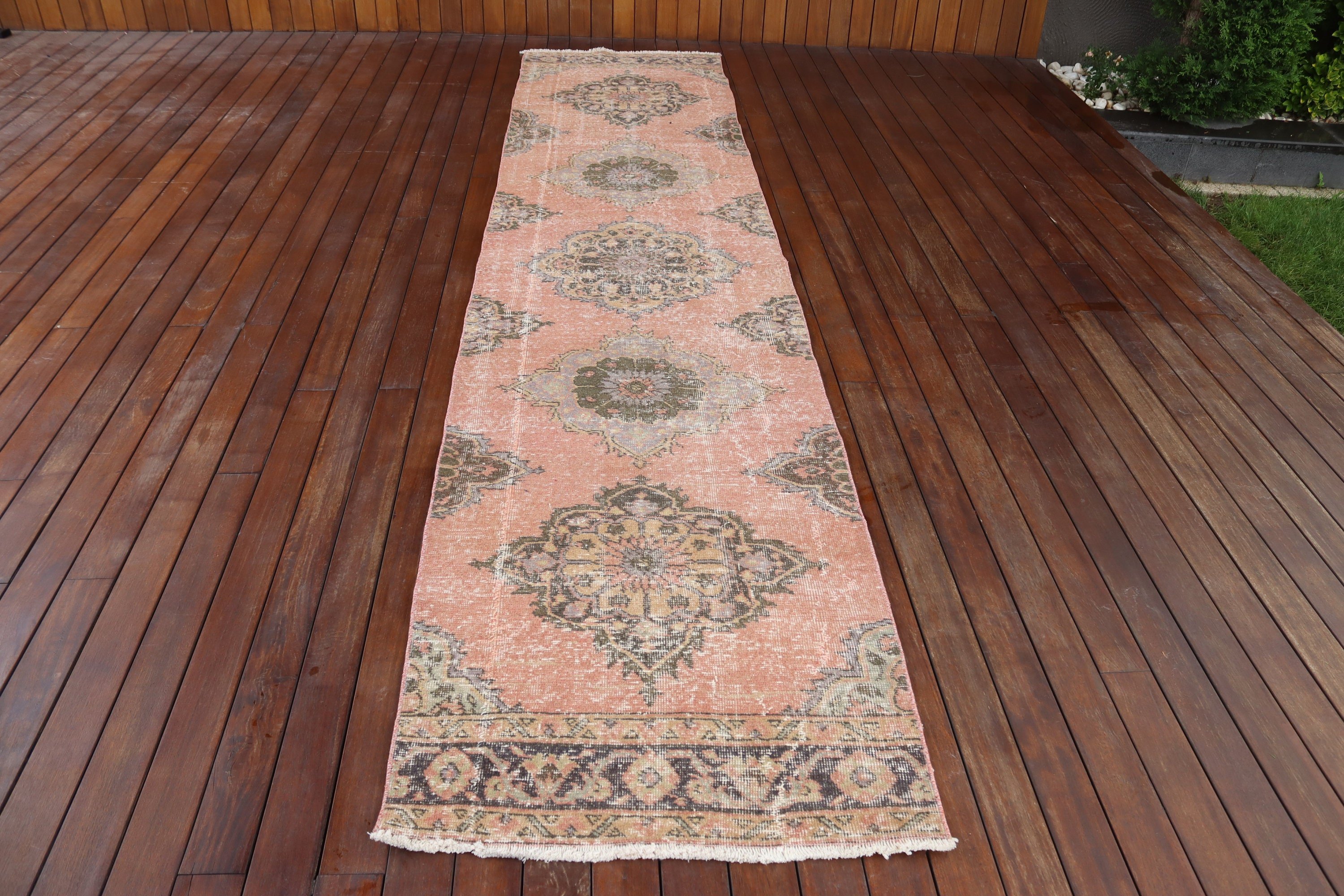 Handmade Rug, Luxury Rugs, Neutral Rugs, Vintage Rug, 2.6x12.2 ft Runner Rugs, Turkish Rugs, Vintage Runner Rug, Red Wool Rug, Kitchen Rugs