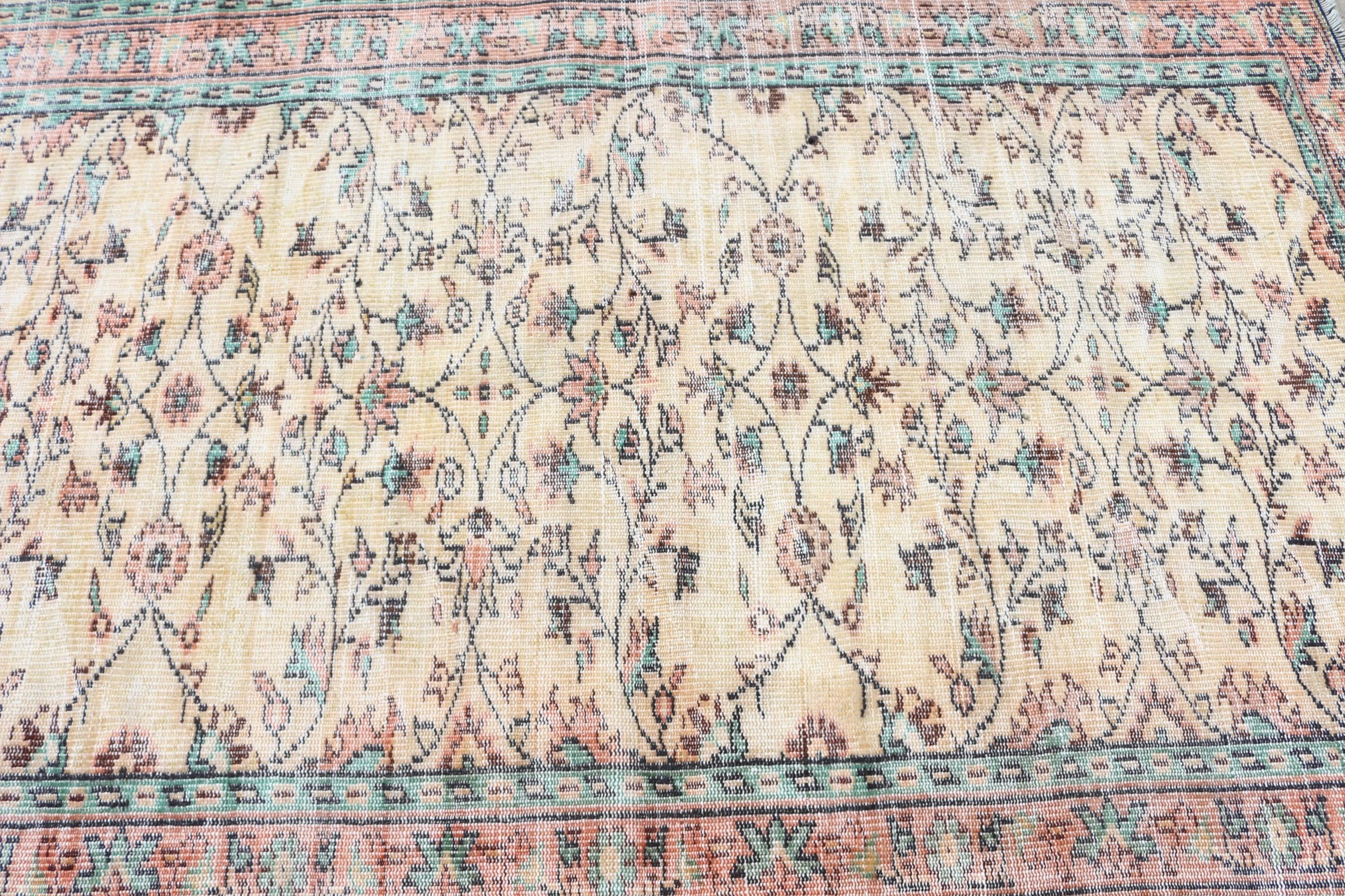 Vintage Halı, Türk Halıları, Oushak Halıları, Yeşil Anadolu Halısı, Çocuk Odası Halıları, 4.6x7 ft Alan Halısı, Yemek Odası Halısı, El Dokuma Halısı, Yer Halısı