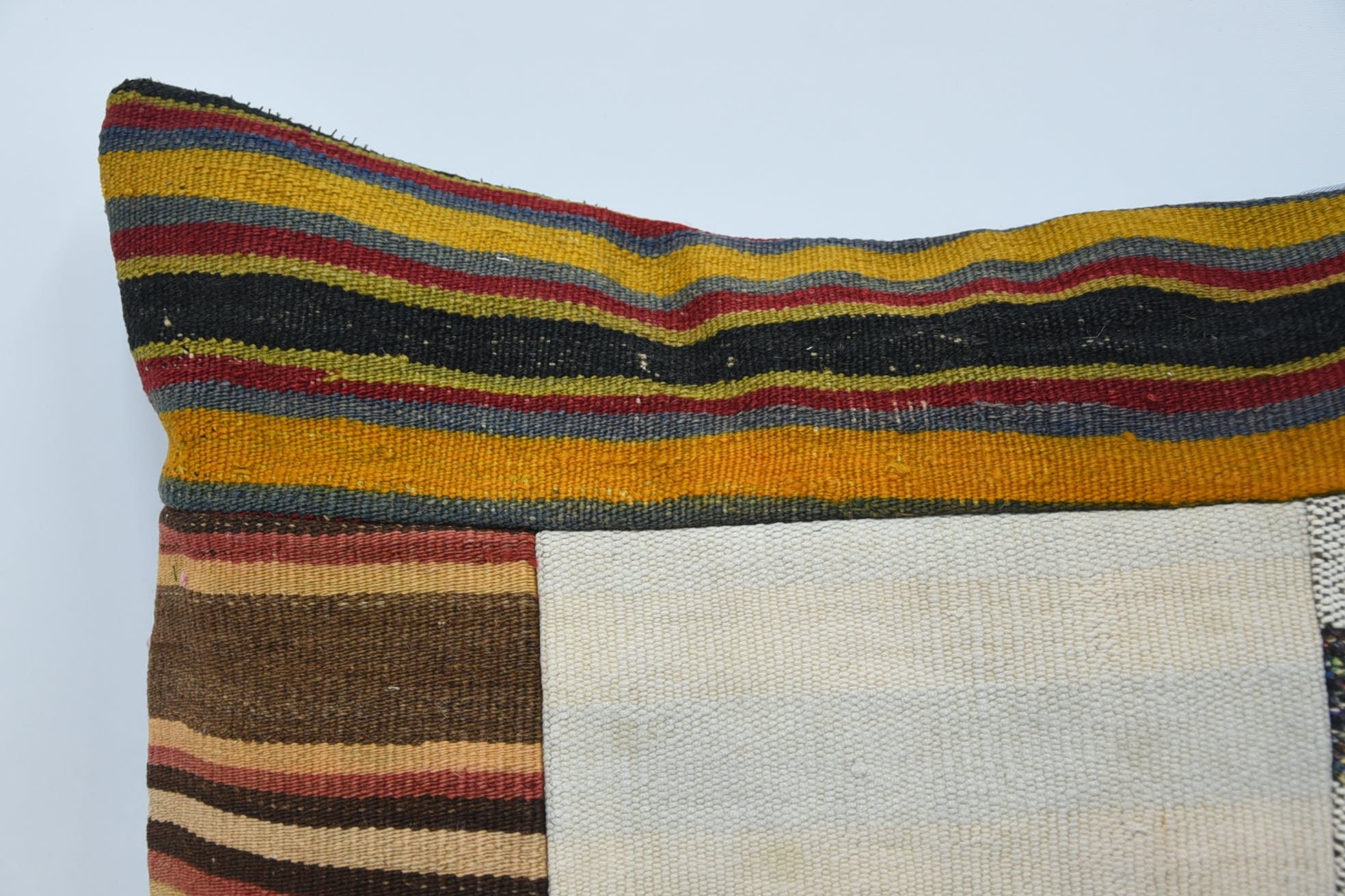 Kanepe Yastık, Kilim Yastık Kılıfı, Vintage Kilim Kırlent, Destek Yastık Kılıfı, 24"x24" Kahverengi Yastık Sham, Bahçe Yastık Kılıfı