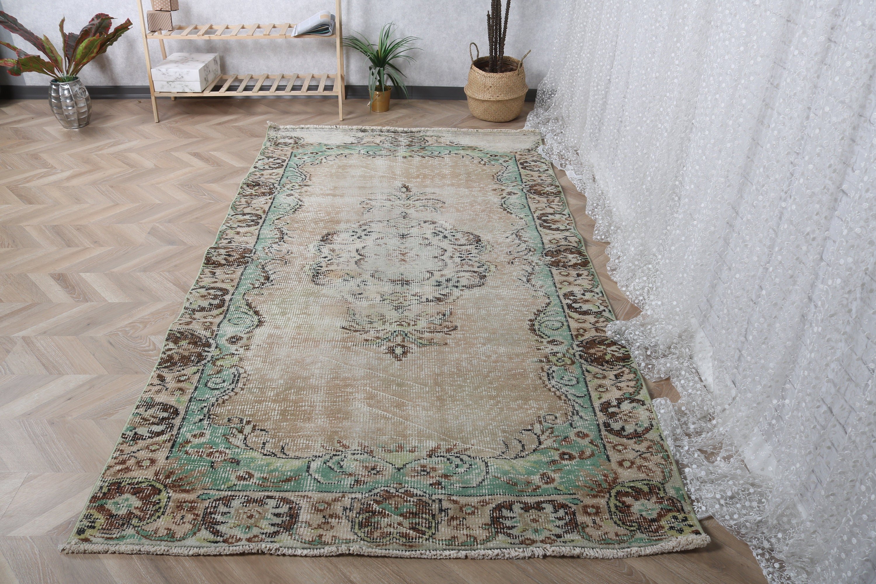 4.7x8.5 ft Alan Halısı, Yatak Odası Halıları, Türk Halısı, Havalı Halılar, Oturma Odası Halıları, Vintage Halı, Boho Halısı, Kahverengi Yer Halısı, Yatak Odası Halıları