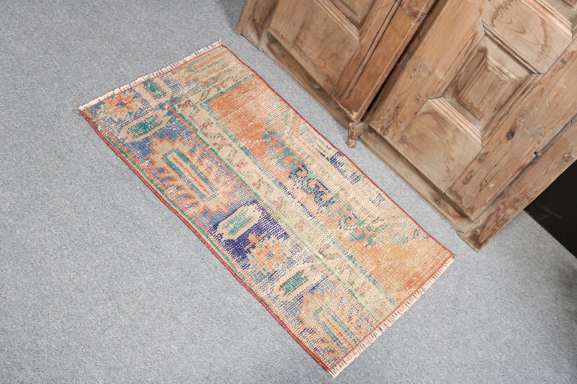 1.5x2.6 ft Small Rugs, Ethnic Rug, Floor Rugs, Vintage Rug, Orange Neutral Rugs, Turkish Rug, Door Mat Rug, Bedroom Rugs, Oriental Rugs