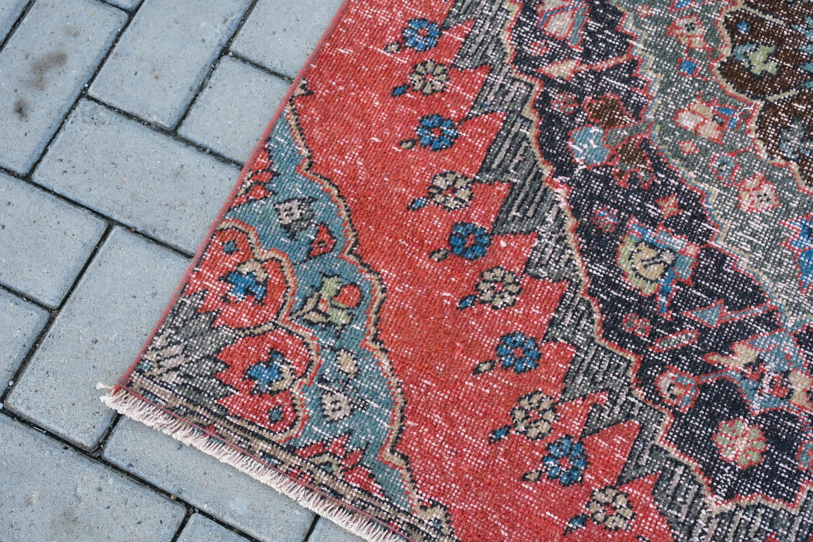 Kitchen Rugs, Rugs for Wall Hanging, Red Cool Rug, Eclectic Rug, Vintage Rugs, 3.3x4.1 ft Small Rug, Turkish Rug, Car Mat Rug