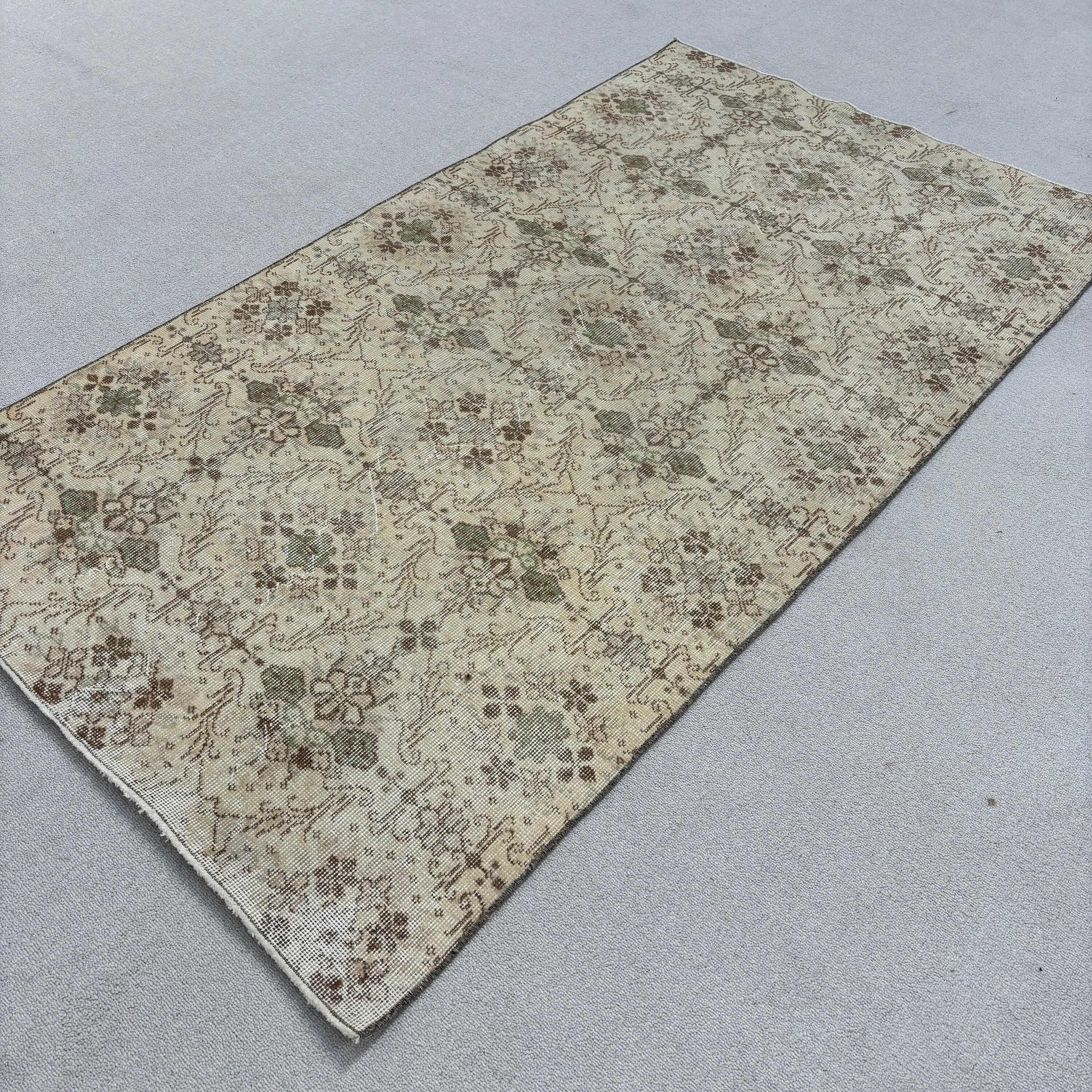 3.8x6.8 ft Area Rugs, Floor Rug, Vintage Area Rugs, Turkish Rug, Beige Flatweave Rugs, Rugs for Nursery, Vintage Rug, Bedroom Rugs