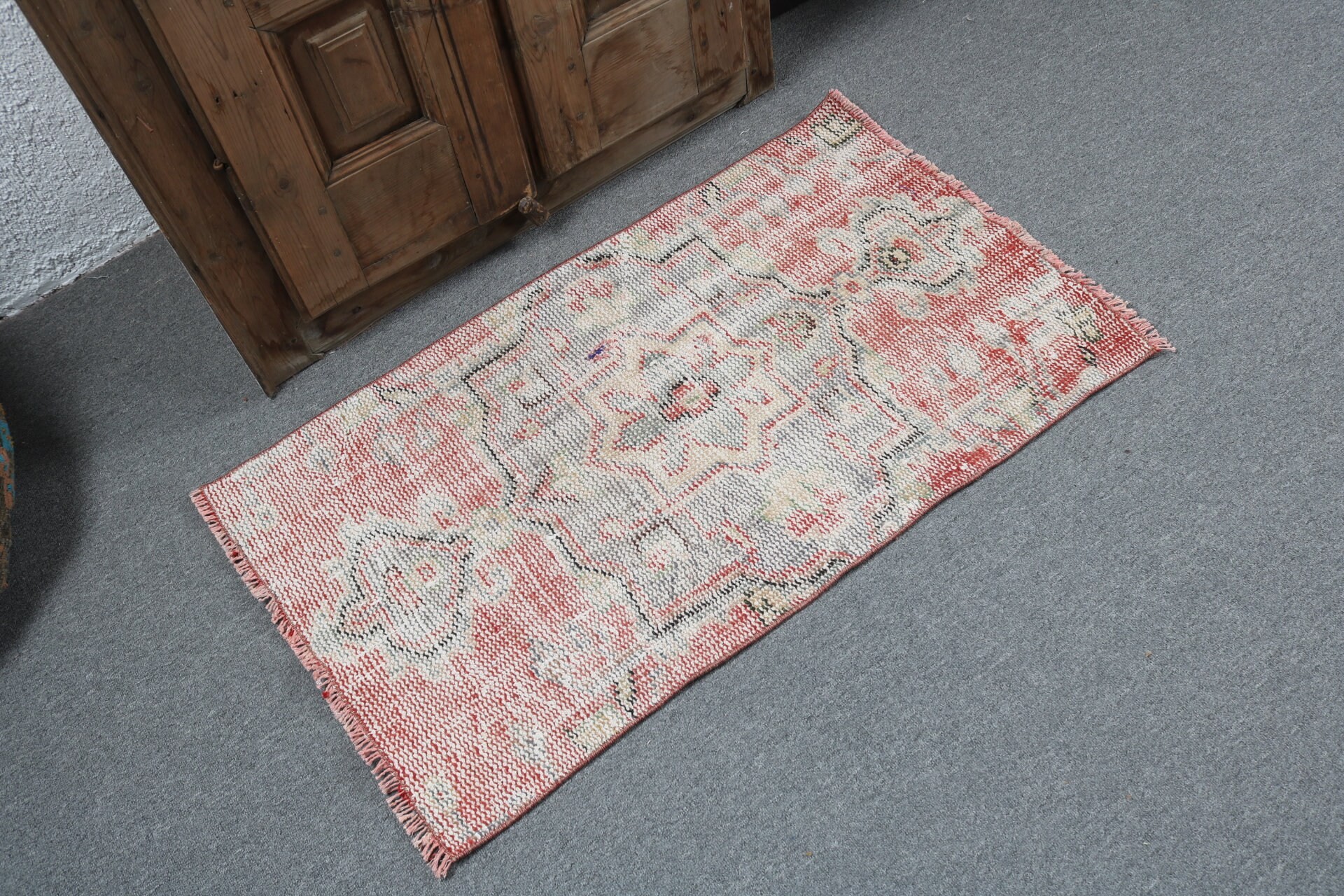 Rugs for Bath, Red Bedroom Rugs, Kitchen Rug, Vintage Rug, 2x3.4 ft Small Rugs, Oushak Rug, Turkish Rugs, Door Mat Rug, Small Boho Rugs