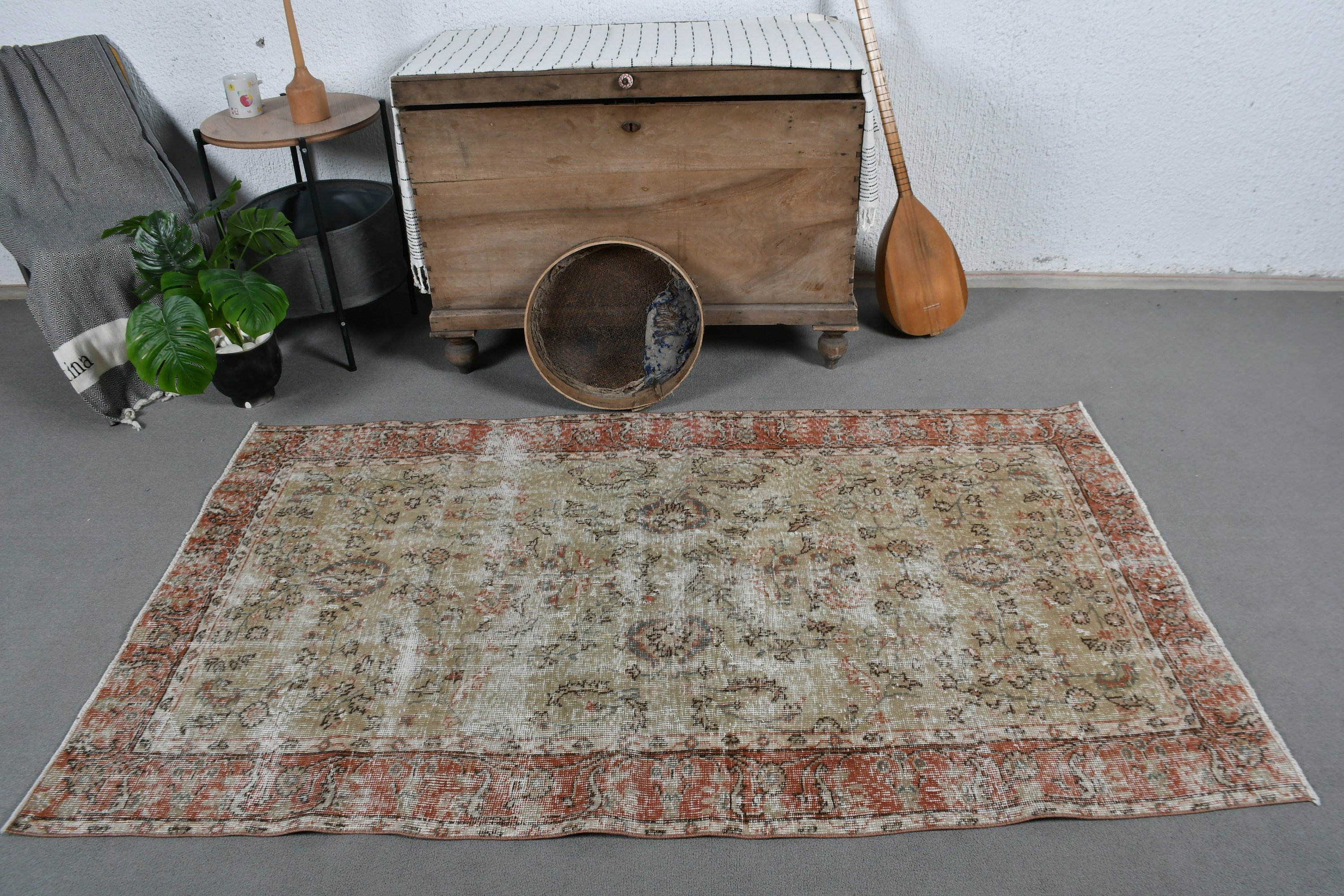 Floor Rug, Rugs for Entry, Vintage Rug, Kitchen Rugs, Beige Antique Rug, Home Decor Rug, Entry Rugs, Turkish Rugs, 3.6x6.4 ft Accent Rug