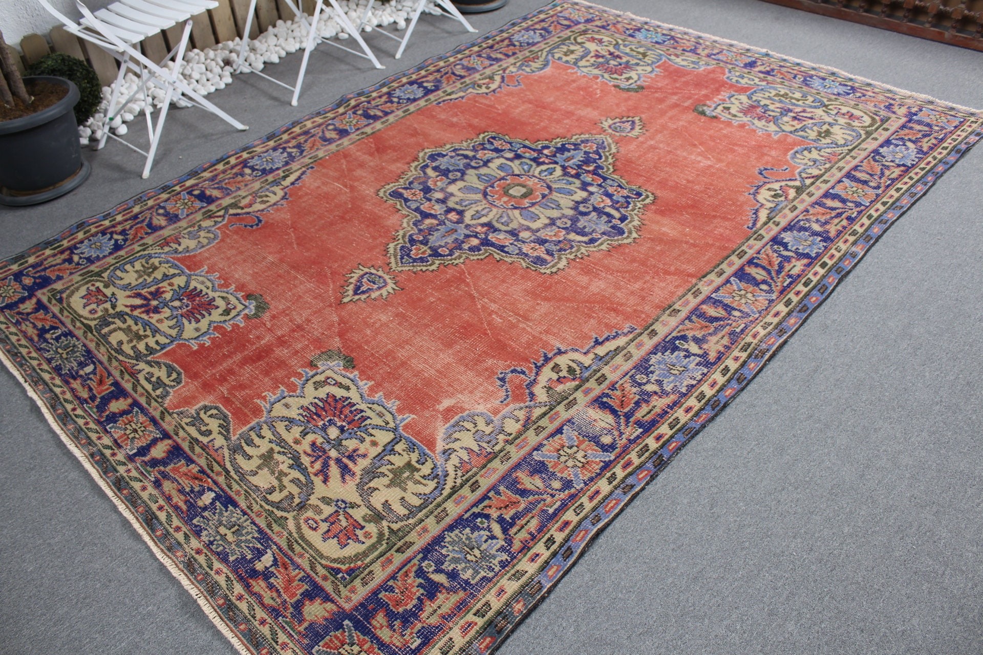 Dining Room Rug, Anatolian Rug, Cool Rug, Vintage Rug, Red Cool Rug, Bedroom Rug, Turkish Rug, 6.3x9.6 ft Large Rug, Rugs for Living Room