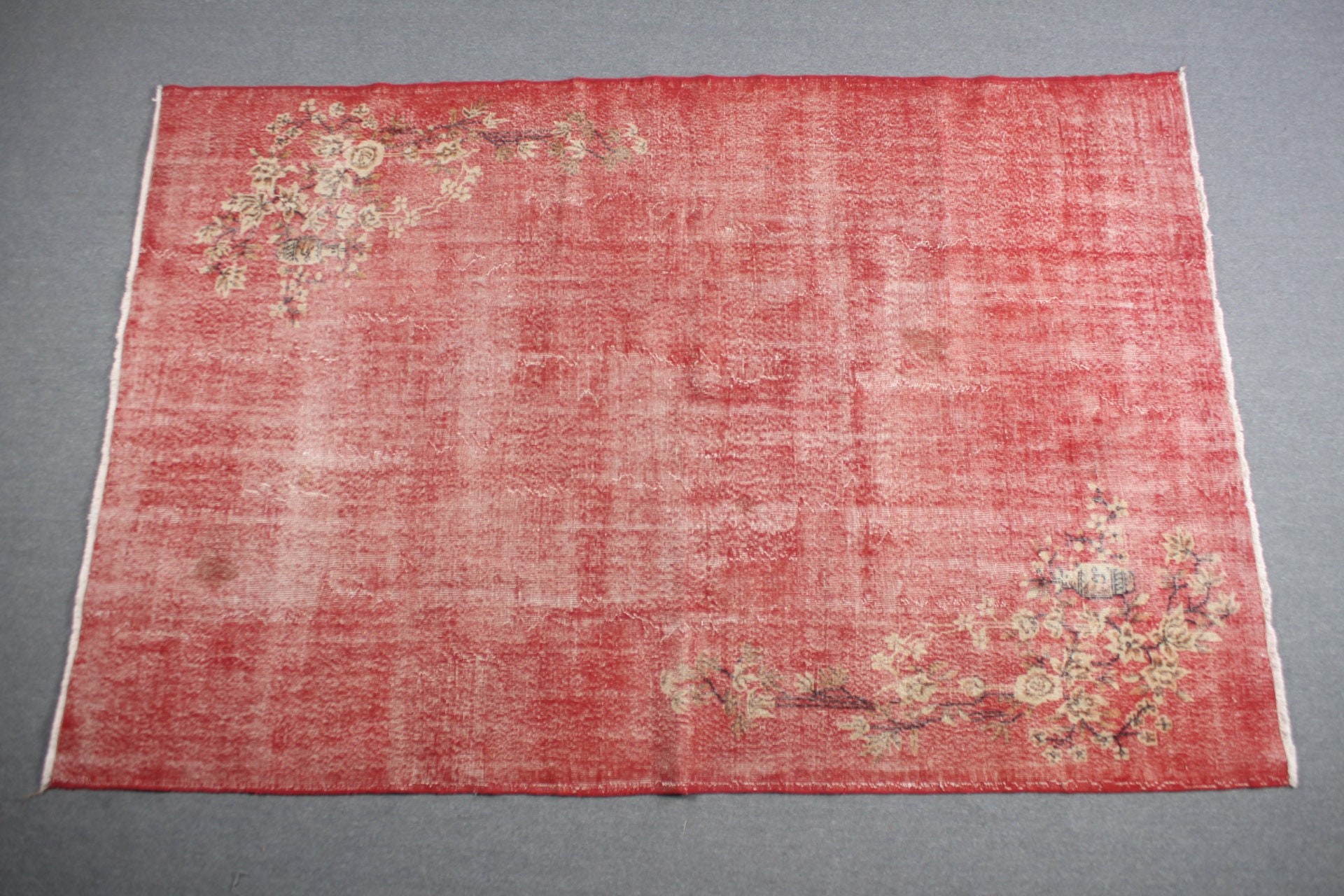 Red Moroccan Rugs, Vintage Rug, Oriental Rug, Salon Rugs, Muted Rug, Kitchen Rug, Dining Room Rugs, Turkish Rugs, 6.9x10.4 ft Oversize Rug