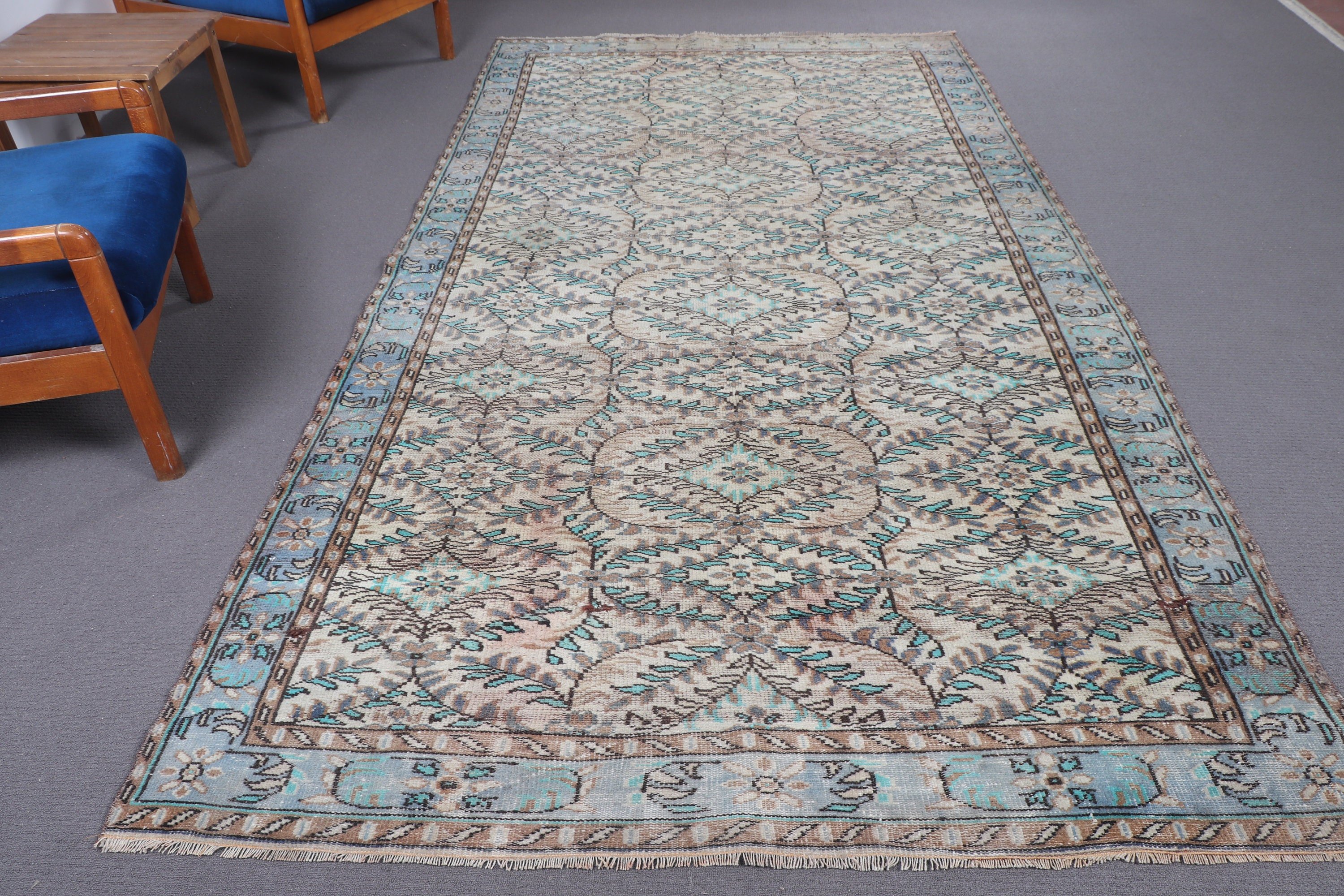 Yemek Odası Halıları, Vintage Halı, 5.5x10.3 ft Büyük Halılar, Türk Halıları, Salon Halısı, Geometrik Halılar, Ev Dekor Halısı, Boho Halısı, Bej Lüks Halı