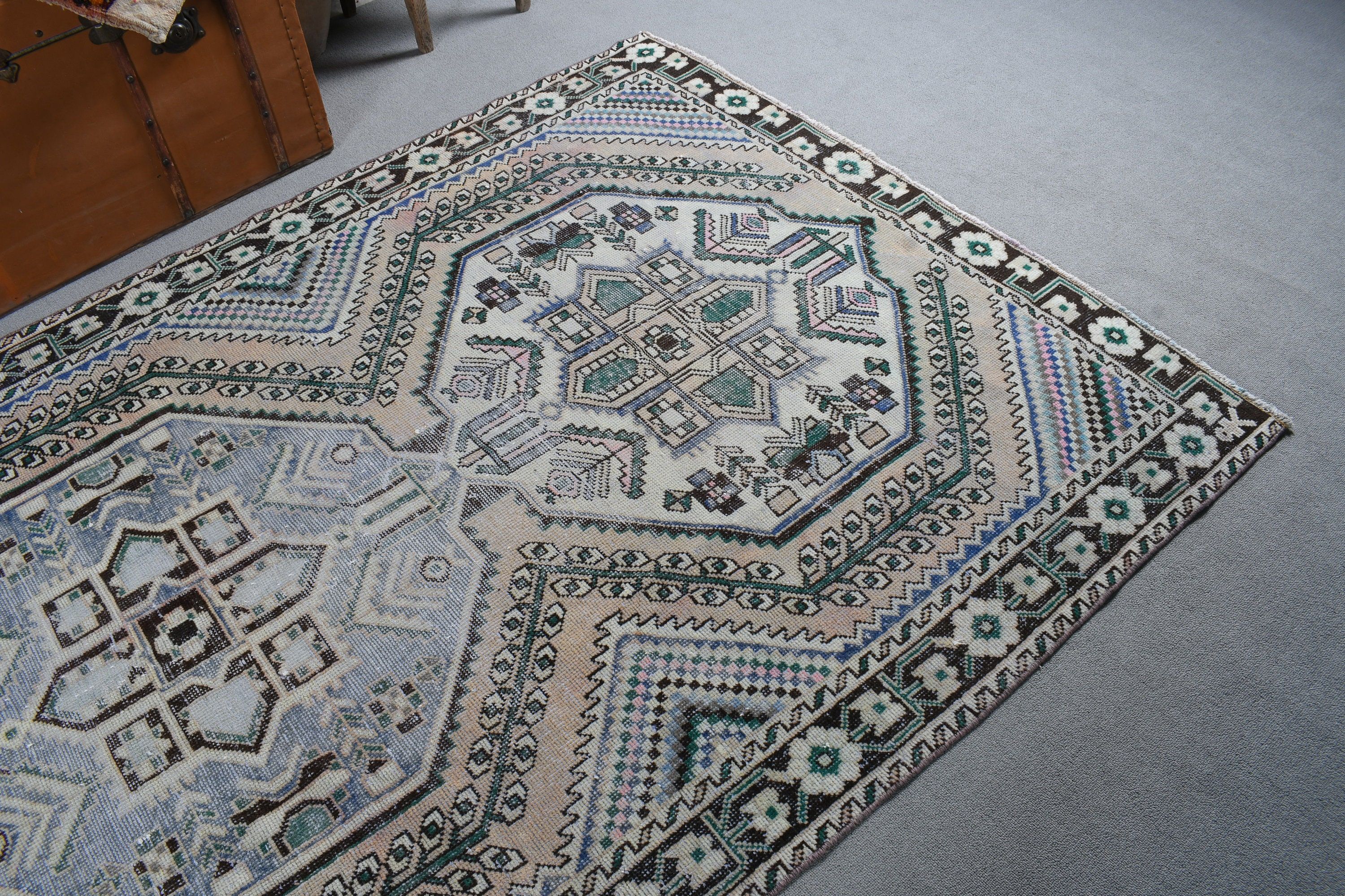 Yatak Odası Halıları, Vintage Halılar, 5.1x9.4 ft Büyük Halı, Fas Halıları, Oushak Halıları, Türk Halıları, Yemek Odası Halısı, Bej Ev Dekor Halıları