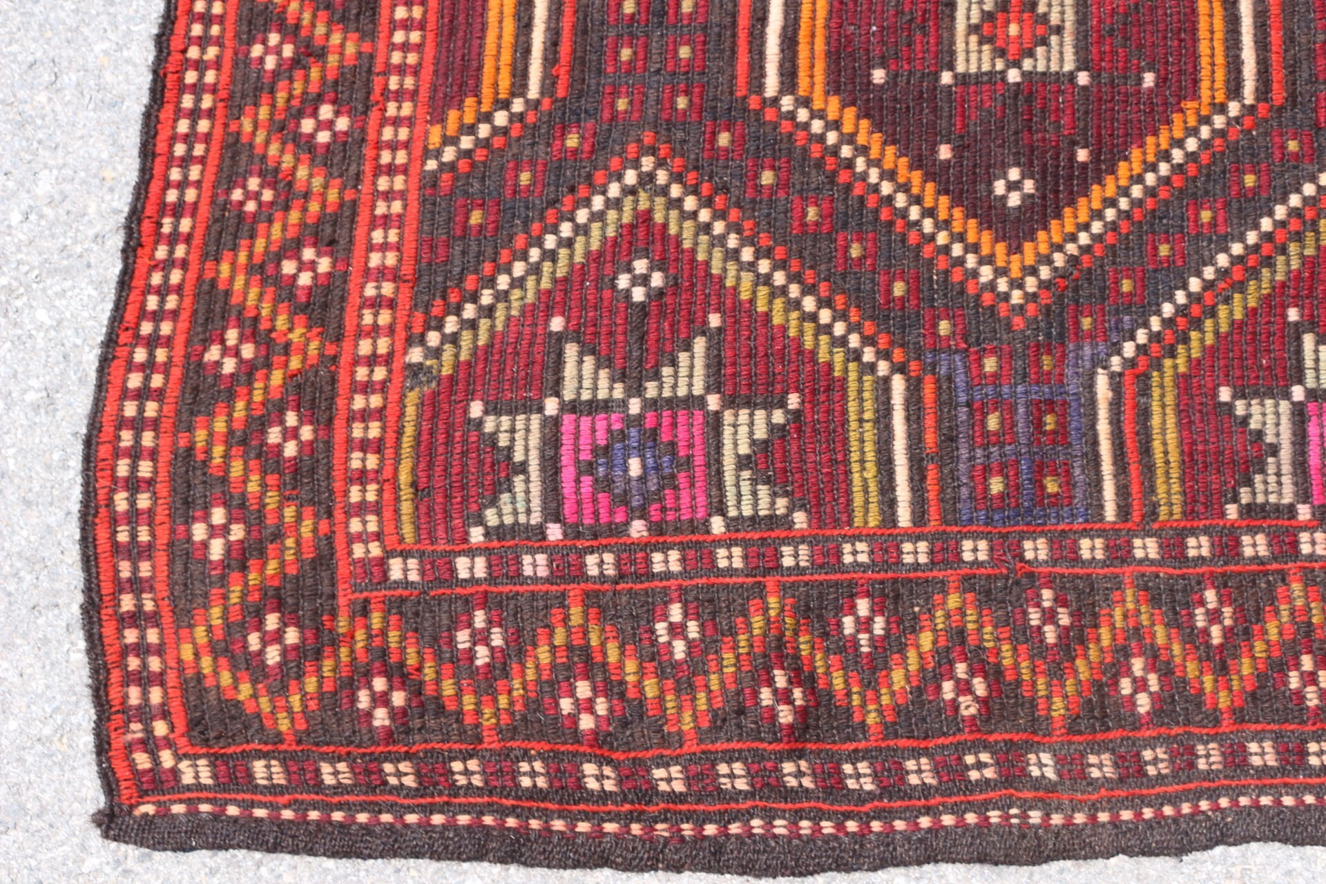 Yemek odası Kilim, Salon Kilim, Oturma odası Kilim, Siyah Mutfak Kilim, Türk Kilim, 204x333 cm Büyük Kilim, Yemek odası Kilim, Uşak Kilim