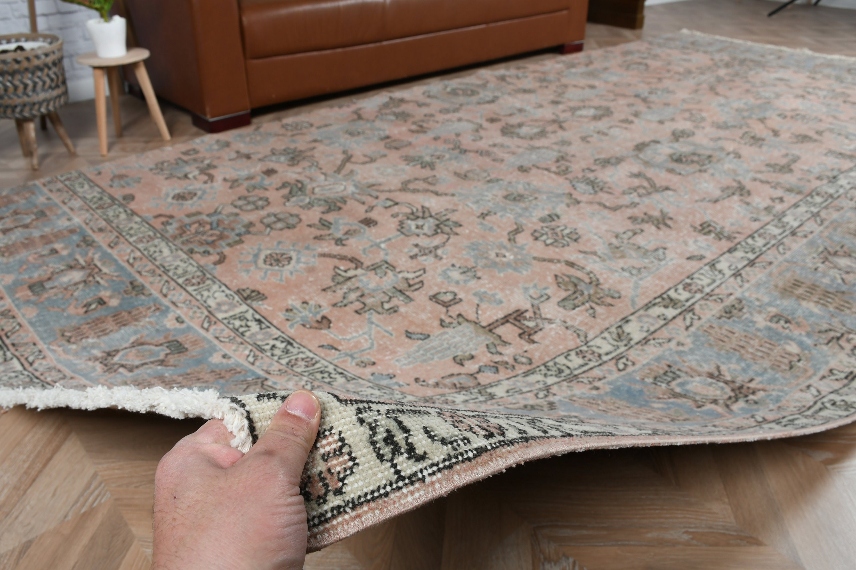 Dining Room Rug, Anatolian Rug, Turkish Rug, Red Oushak Rug, Rugs for Salon, Vintage Rug, Salon Rug, Wool Rug, 6.4x12.5 ft Oversize Rug