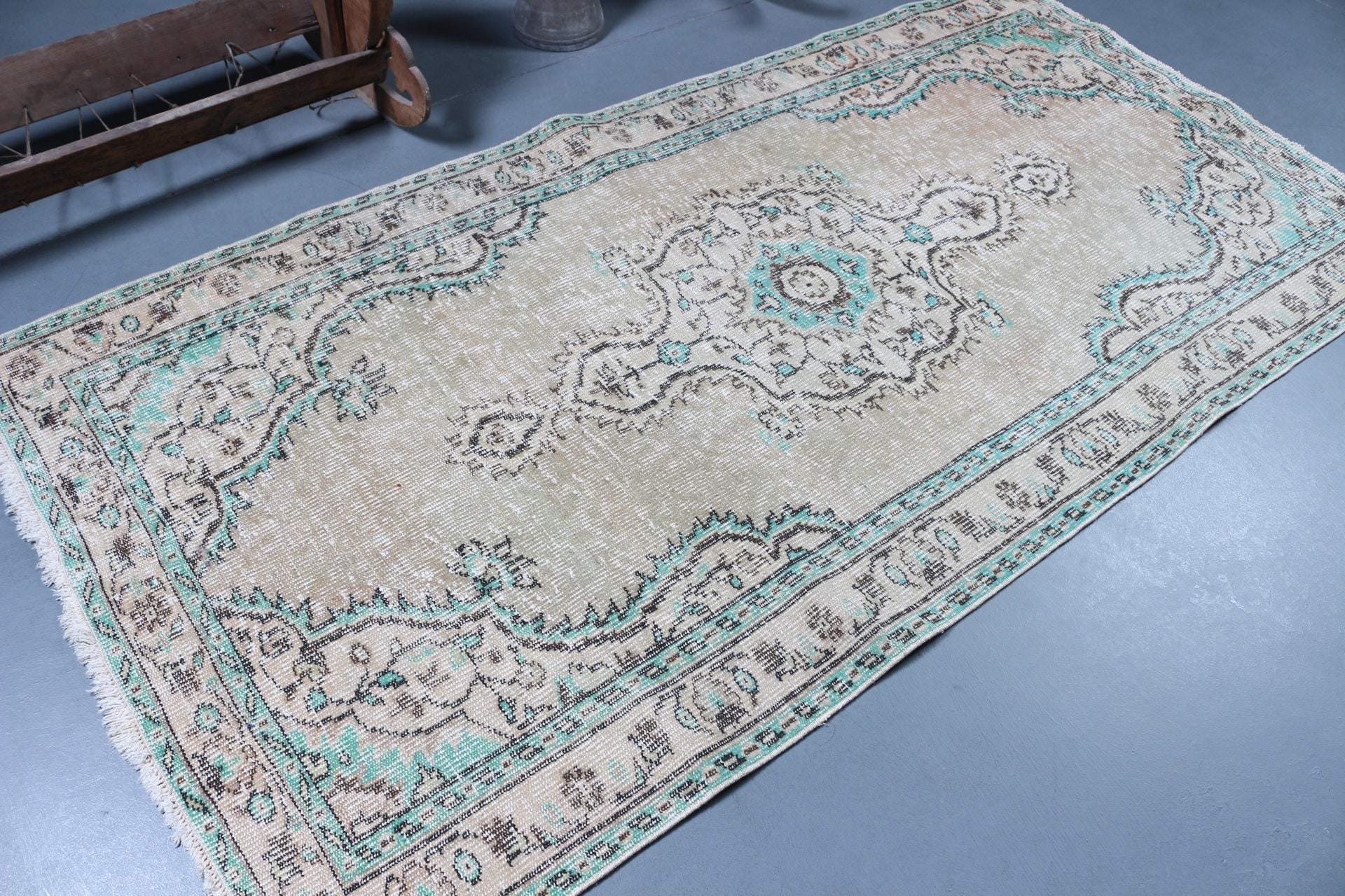 Türk Halıları, 4x8 ft Alan Halıları, Bej Oryantal Halı, Oryantal Halılar, Oturma Odası Halıları, Yatak Odası Halısı, Vintage Halı, Yer Halısı, Mutfak Halıları