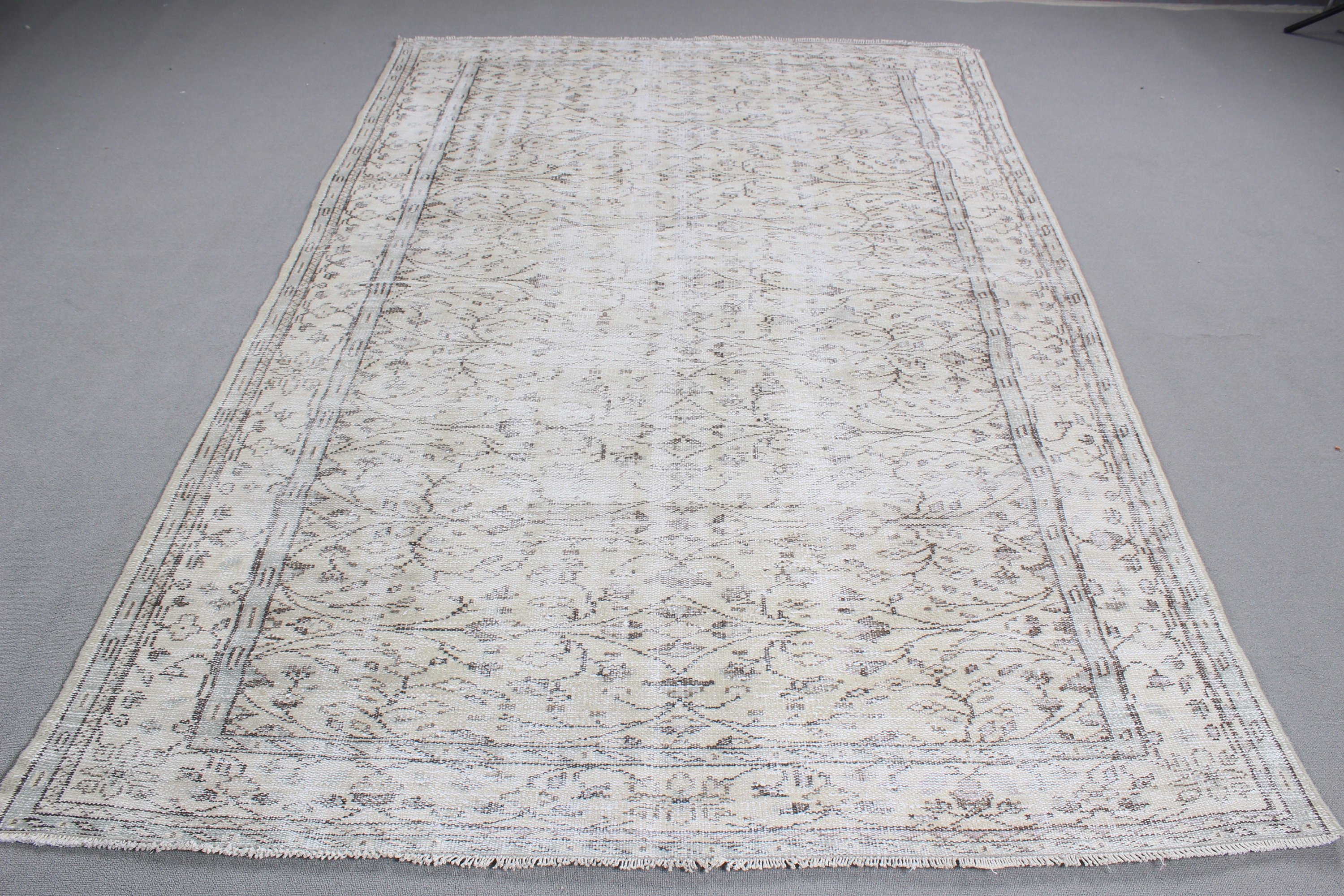 Vintage Halı, Bildiri Halısı, Yatak Odası Halısı, Bej Nötr Halı, 5.8x8.8 ft Büyük Halı, Türk Halıları, Büyük Vintage Halı, Etnik Halı