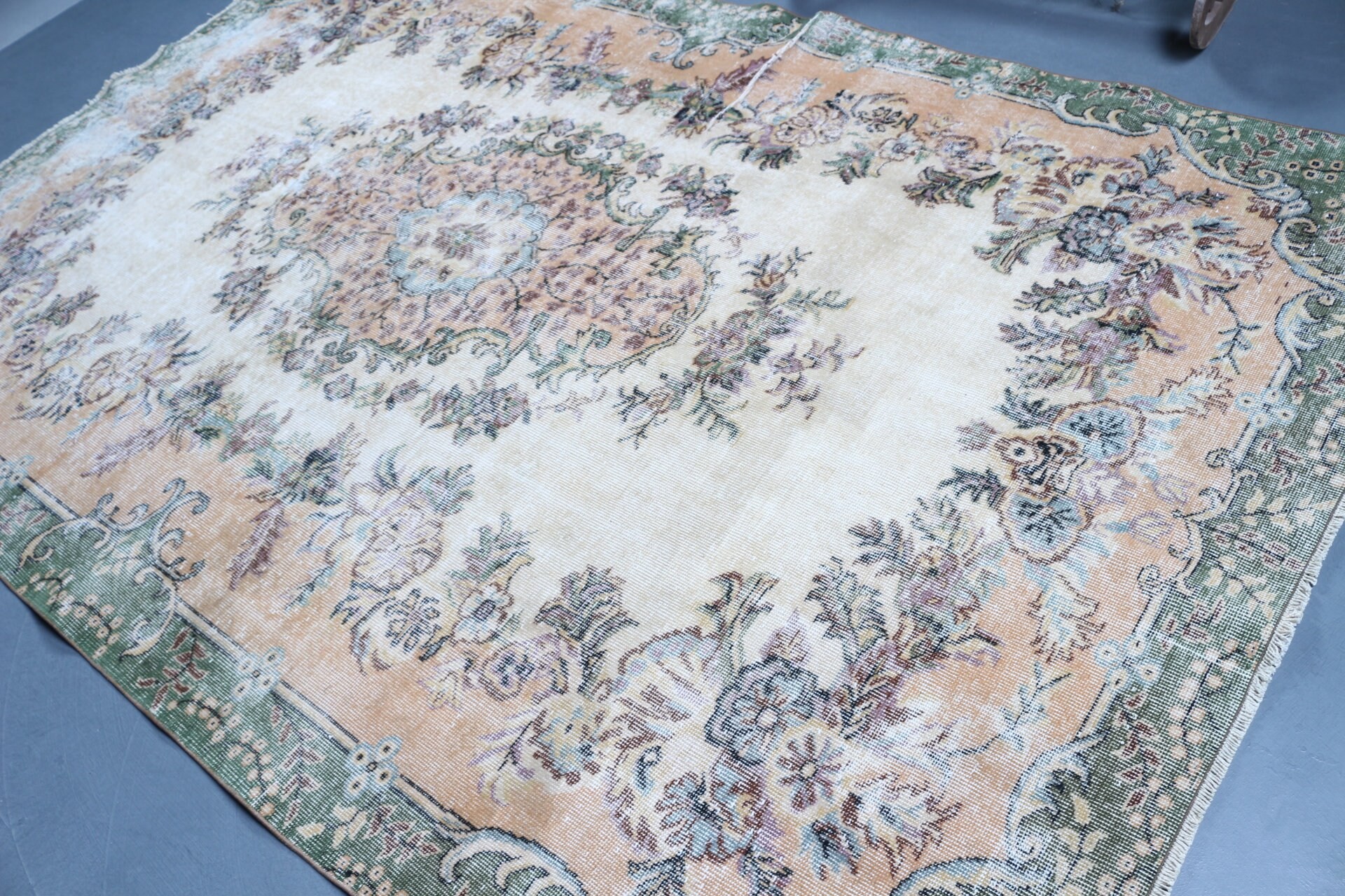 Salon Rug, Turkish Rug, 6.5x10.1 ft Large Rug, Beige Bedroom Rugs, Natural Rugs, Anatolian Rug, Oushak Rugs, Dining Room Rugs, Vintage Rug