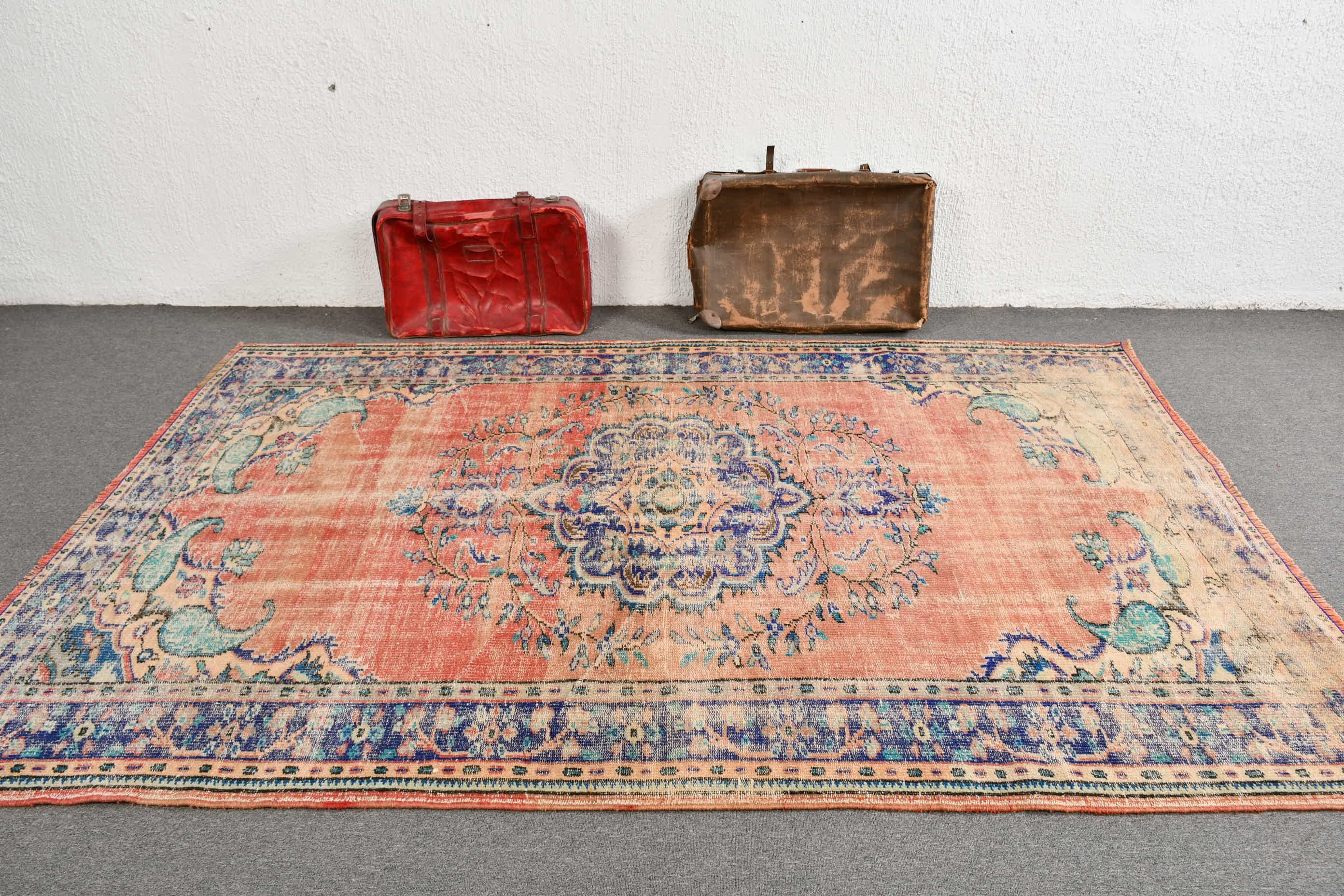 6x8.9 ft Large Rug, Moroccan Rugs, Red Moroccan Rug, Natural Rugs, Turkish Rugs, Vintage Rug, Bedroom Rugs, Dining Room Rugs