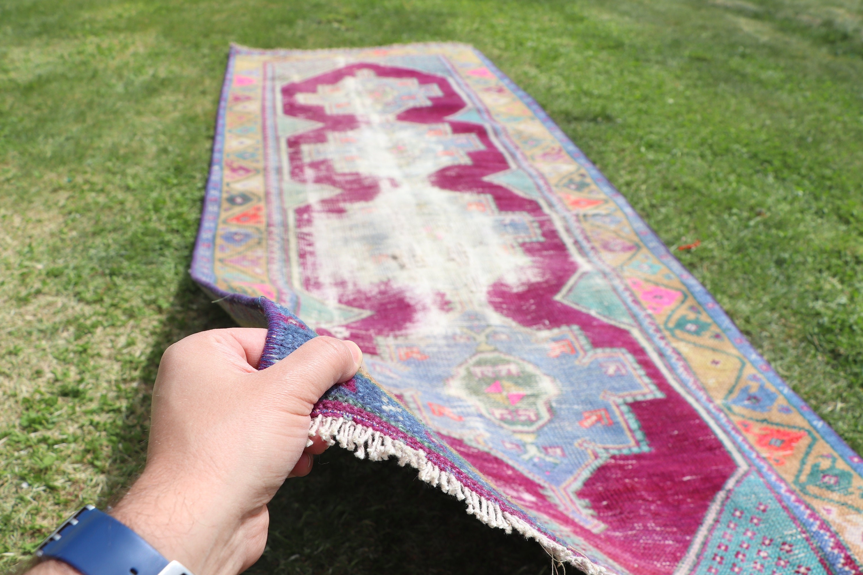 Oryantal Halılar, Uzun Yolluk Halı, Vintage Halı, Mor Oryantal Halı, Yün Halı, Vintage Runner Halıları, Türk Halısı, 2,7x7,4 ft Runner Halıları