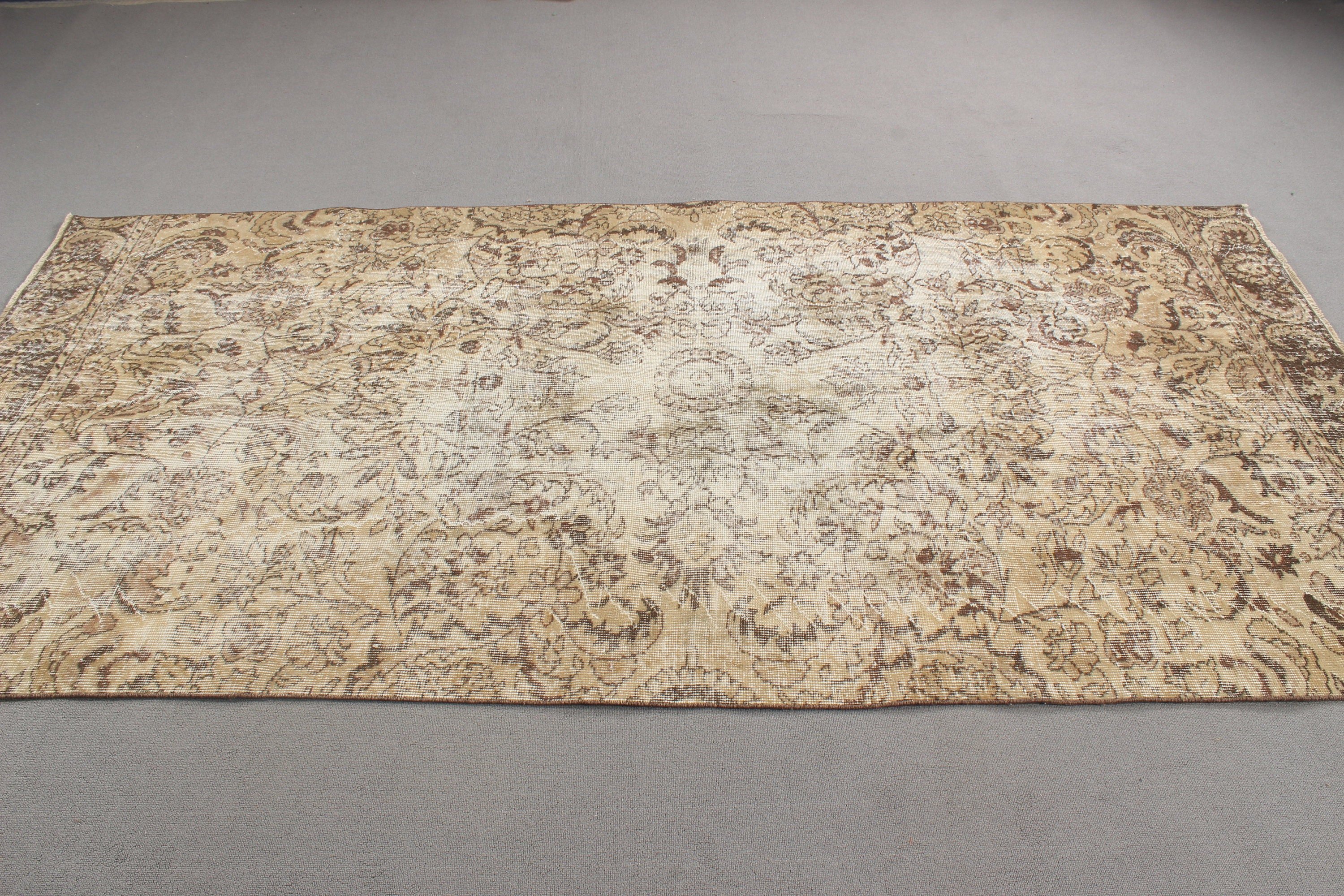 Kitchen Rugs, Geometric Rug, Turkish Rug, Vintage Rug, Modern Rugs, Oriental Rugs, Dining Room Rug, Beige Floor Rugs, 4.5x8.8 ft Area Rugs