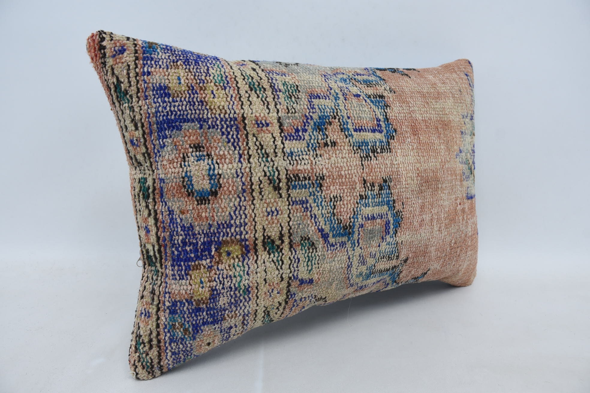 Handmade Kilim Cushion, Pillow for Sofa, Vintage Kilim Pillow Cushion Cover, Turkish Pillow, Patio Pillow, 16"x24" Beige Cushion Cover