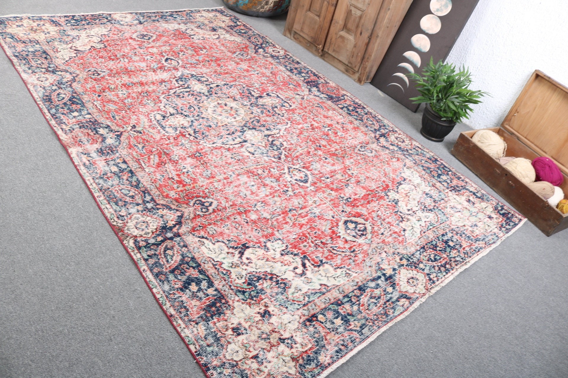 Modern Rugs, Living Room Rug, Turkish Rugs, Cool Rugs, Vintage Rugs, 5.9x9.5 ft Large Rug, Red Handwoven Rug, Large Vintage Rugs, Boho Rugs