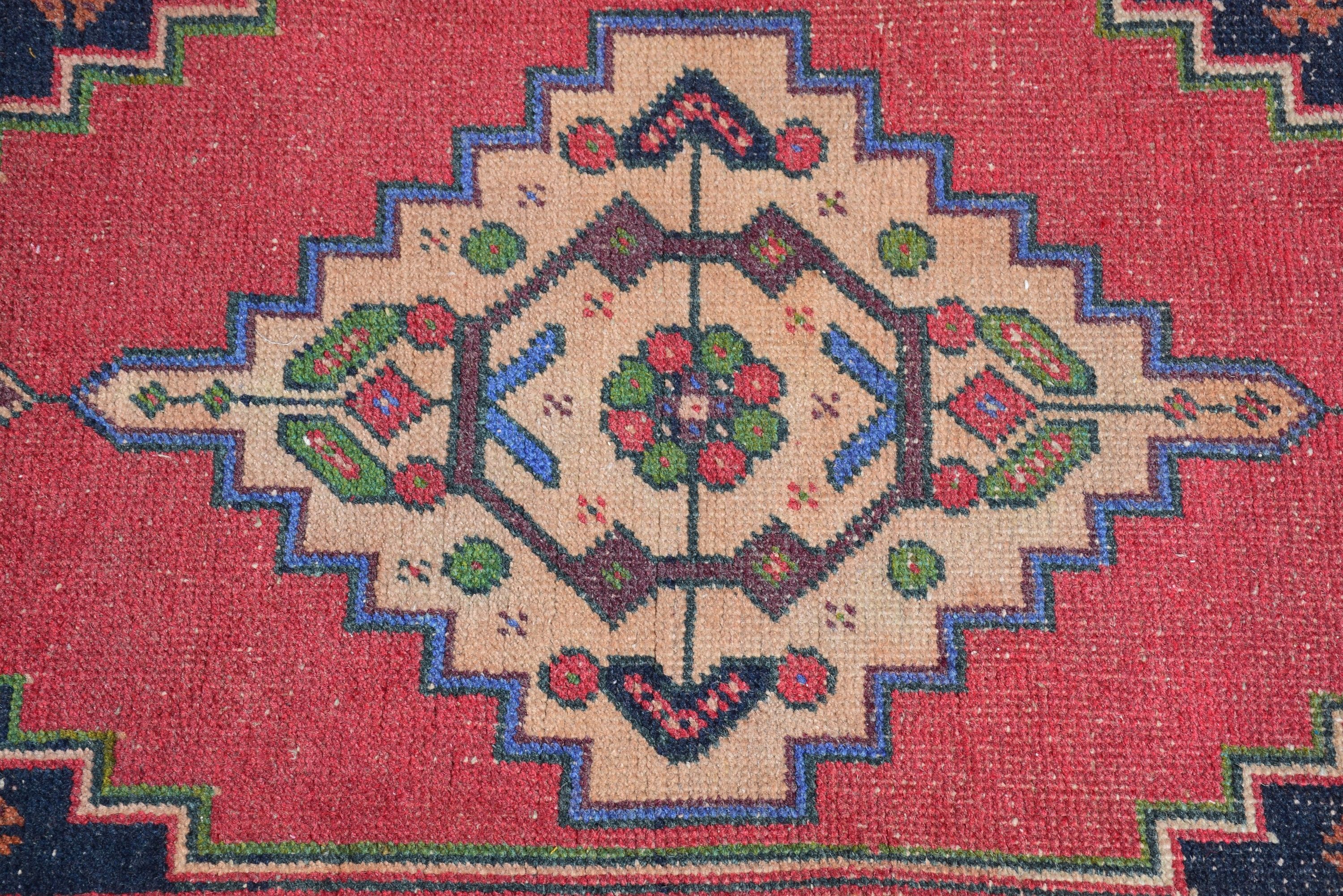 Yatak Odası Halıları, Vintage Halı, Antika Halılar, Banyo Halıları, Araba Paspas Halısı, Türk Halıları, 1.8x3.7 ft Küçük Halı, Kırmızı Antika Halı