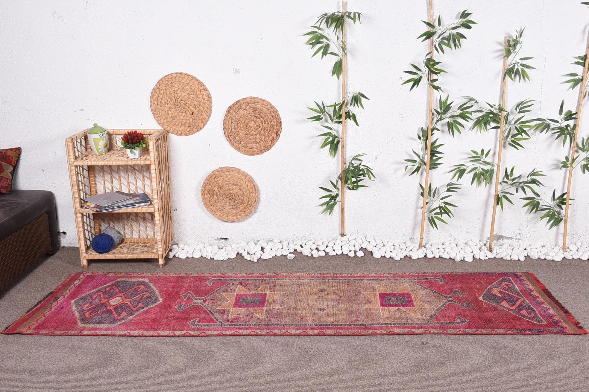 Pale Rug, Turkish Rug, Oushak Rug, Rugs for Hallway, Antique Rugs, Corridor Rugs, Kitchen Rug, Vintage Rugs, 2.4x8.7 ft Runner Rugs