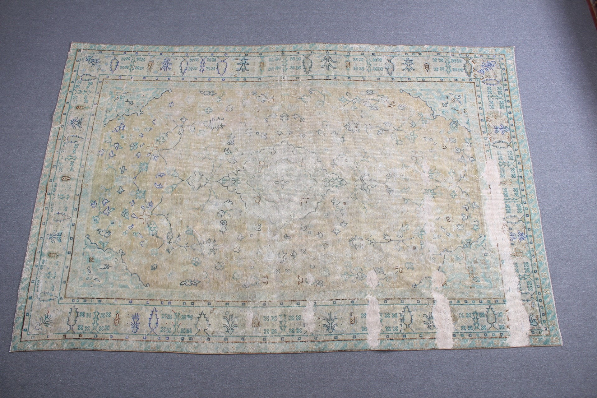 Turkish Rugs, Beige Kitchen Rugs, Vintage Decor Rug, Dining Room Rugs, Wool Rug, 7.3x11 ft Oversize Rug, Cool Rug, Vintage Rug, Saloon Rug