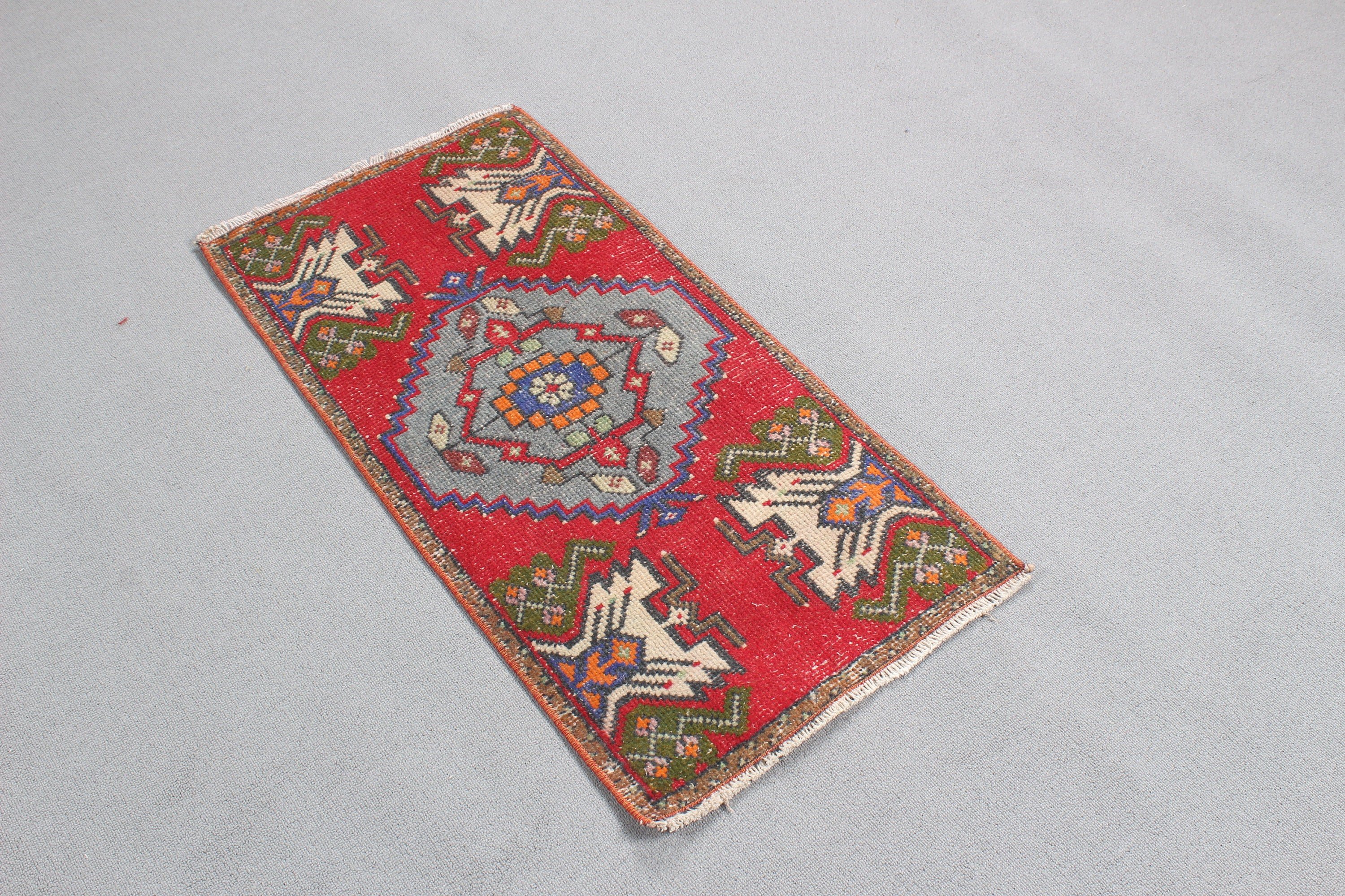 Handwoven Rugs, Moroccan Rug, Small Vintage Rugs, Red Geometric Rug, Vintage Rugs, Nursery Rugs, Turkish Rugs, 1.6x3.1 ft Small Rug