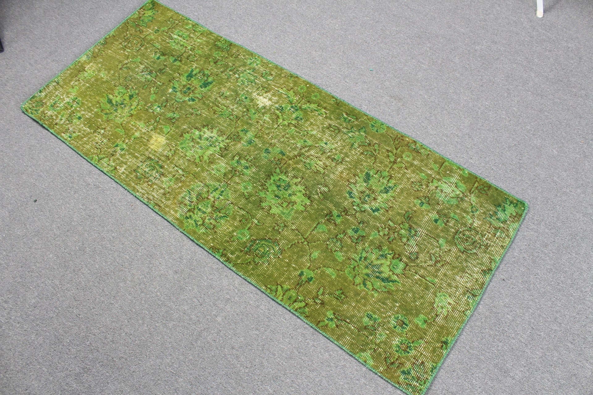 Anatolian Rug, Wall Hanging Rugs, Oushak Rug, Vintage Rug, Bath Rug, Old Rug, Turkish Rugs, Green  2x4.8 ft Small Rugs