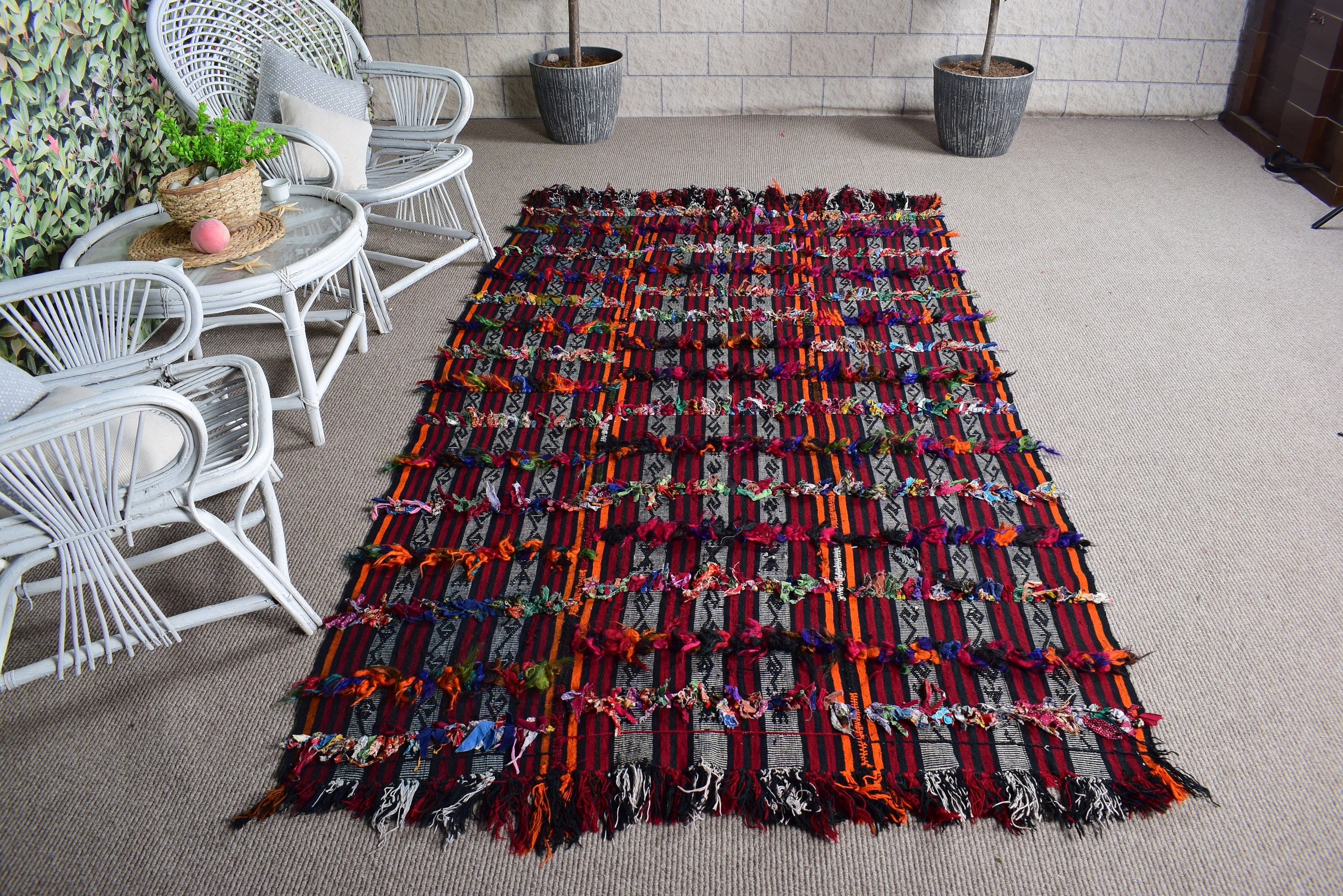 Oushak Bölge Halıları, 4,8x8,1 ft Alan Halıları, Vintage Halılar, Kırmızı Oryantal Halılar, Mutfak Halıları, Yün Halı, Türk Halıları, Kilim, Anadolu Halıları