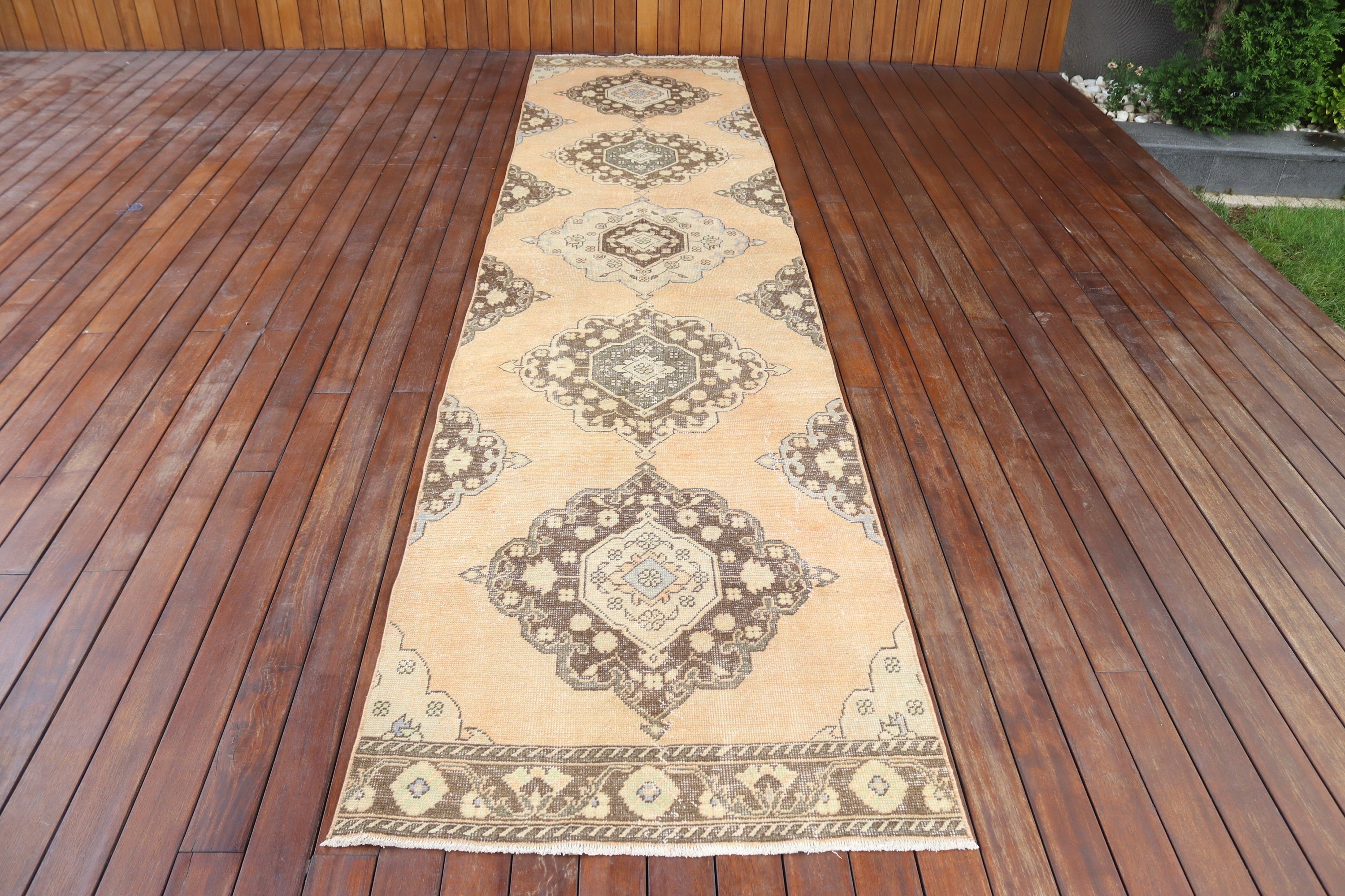 Aesthetic Rugs, Geometric Rug, Turkish Rugs, Vintage Runner Rugs, Beige Modern Rugs, 2.9x12.9 ft Runner Rug, Vintage Rugs, Kitchen Rugs