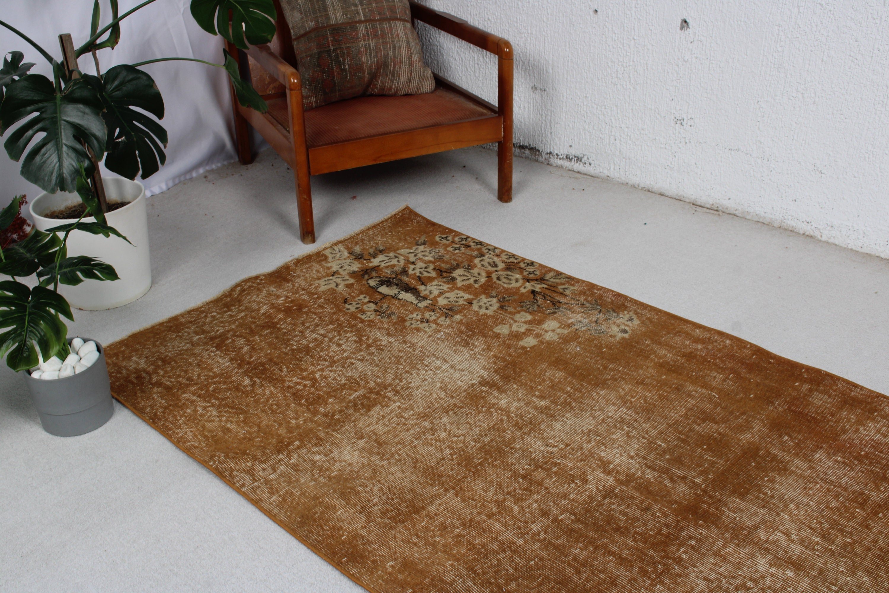 Floor Rugs, Aesthetic Rug, Antique Rug, Dining Room Rugs, Vintage Rugs, Turkish Rug, Boho Area Rug, Brown Modern Rug, 3.6x7.8 ft Area Rug