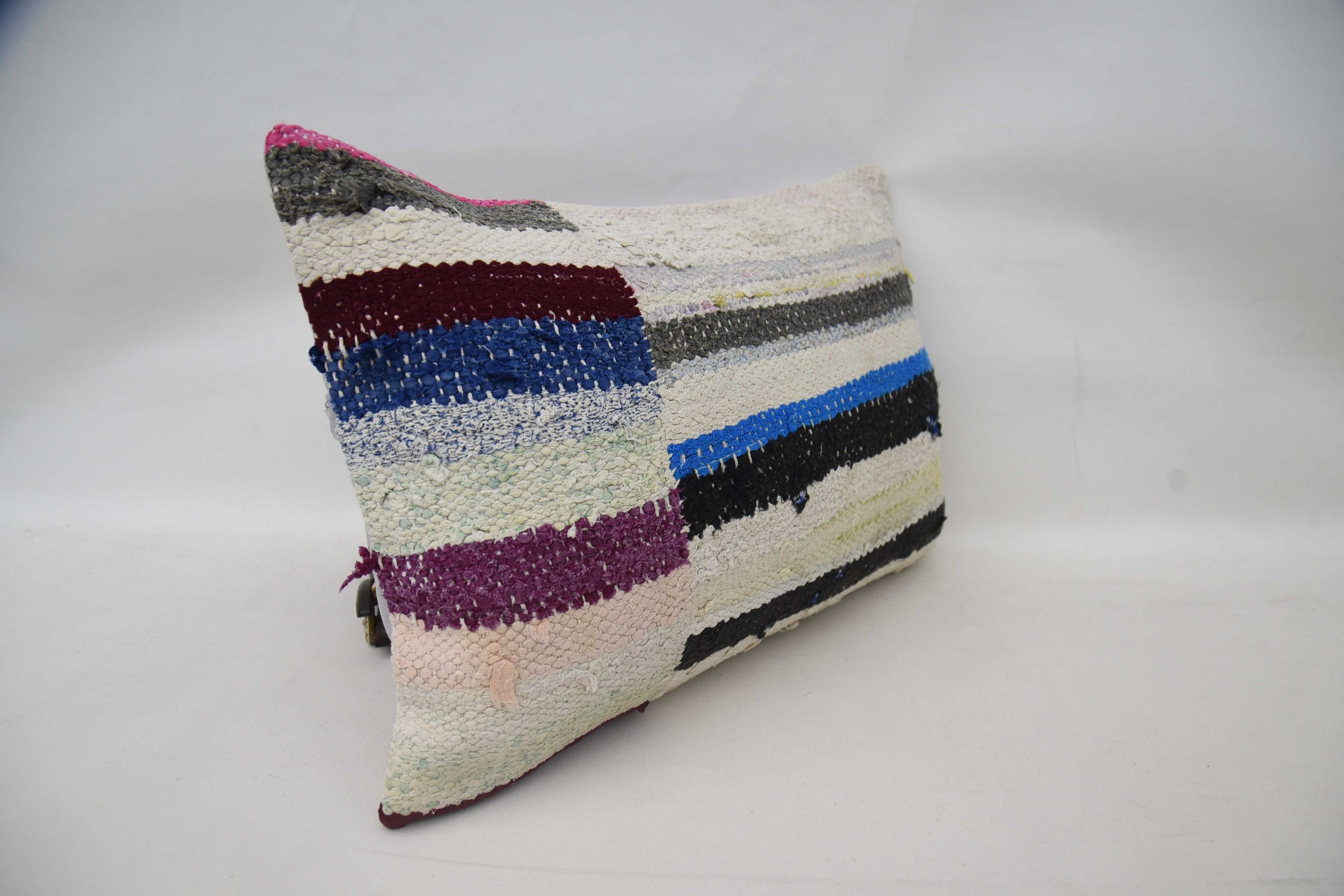 16"x24" Blue Cushion, Boho Pillow Sham Cover, Bolster Throw Pillow, Pattern Throw Cushion Case, Pillow for Couch, Boho Pillow
