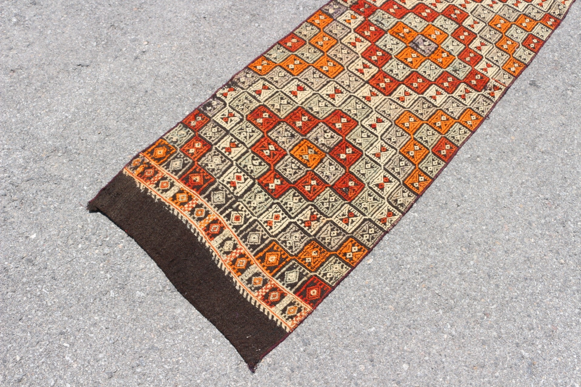 Orange Cool Rugs, 2.1x7.5 ft Runner Rug, Stair Rugs, Hallway Rug, Vintage Rug, Kilim, Turkish Rug, Antique Rugs, Designer Rug