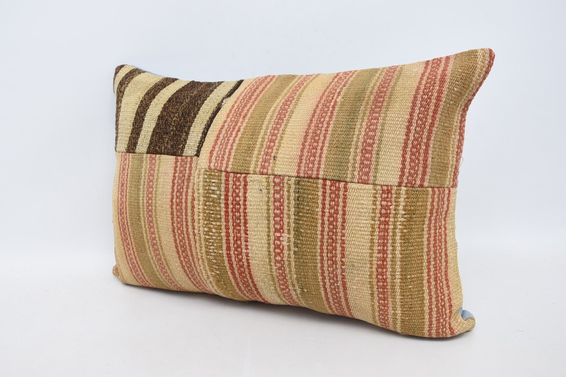 Ethnical Kilim Rug Pillow, Kilim Pillow Cover, 16"x24" Beige Pillow Sham, Comfy Throw Pillow Cover, Vintage Kilim Pillow, Muted Cushion