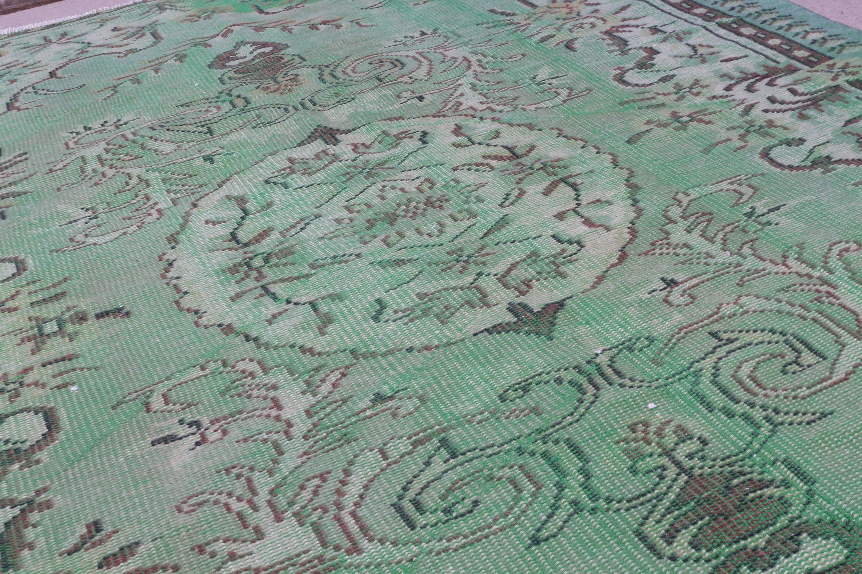 Green Floor Rugs, Turkish Rugs, Dining Room Rug, Wool Rug, Vintage Rug, Wedding Rugs, Living Room Rug, Anatolian Rug, 5.4x8.4 ft Large Rugs