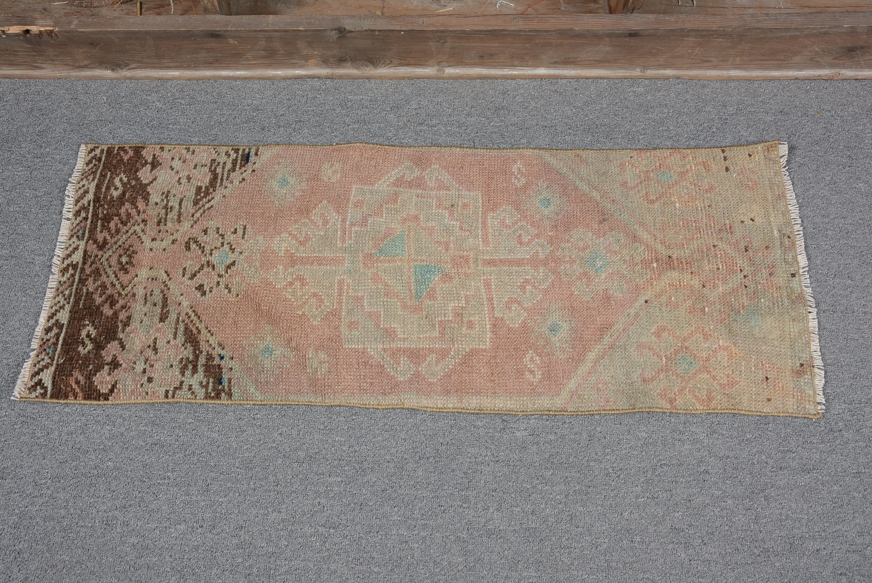 Araba Paspasları için Halılar, 1,2x3 ft Küçük Halı, Banyo Halısı, Vintage Halılar, Bohem Halılar, Türk Halısı, Oushak Halıları, Yün Halıları, Kahverengi Mutfak Halıları