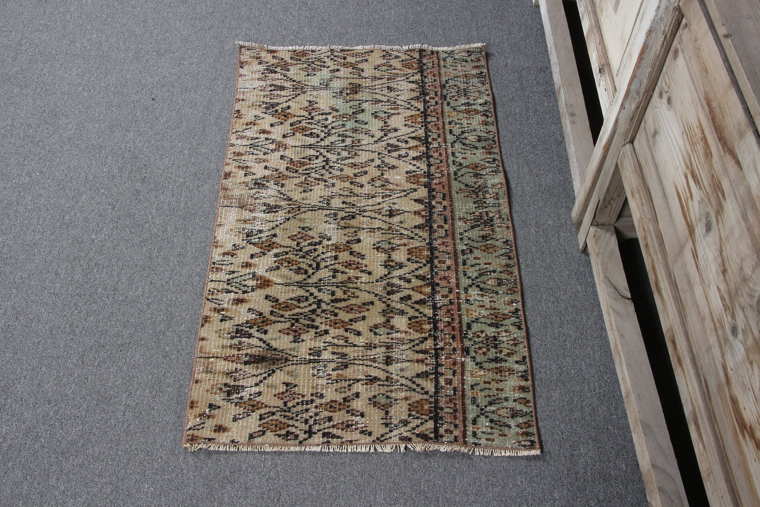 Vintage Halı, Küçük Boho Halı, Araba Paspas Halısı, Anadolu Halısı, Banyo Paspası Sevimli Halı, Yeşil Soğuk Halı, Türk Halısı, 1.9x3.3 ft Küçük Halı