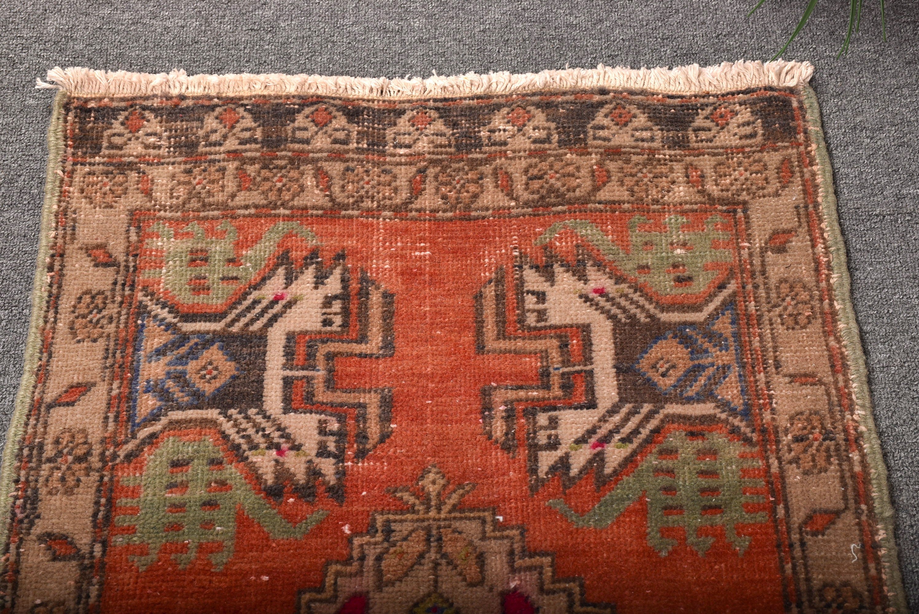 Küçük Vintage Halı, Harika Halı, 1,8x3,4 ft Küçük Halılar, Vintage Halılar, Fas Halısı, Turuncu Bildirim Halısı, Küçük Alan Halısı, Türk Halısı